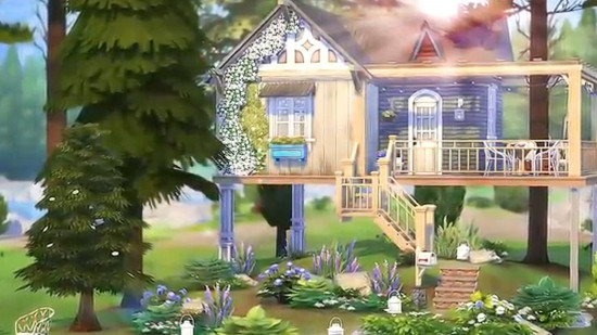 The best Sims 4 houses: A sweet tiny house in the forest.