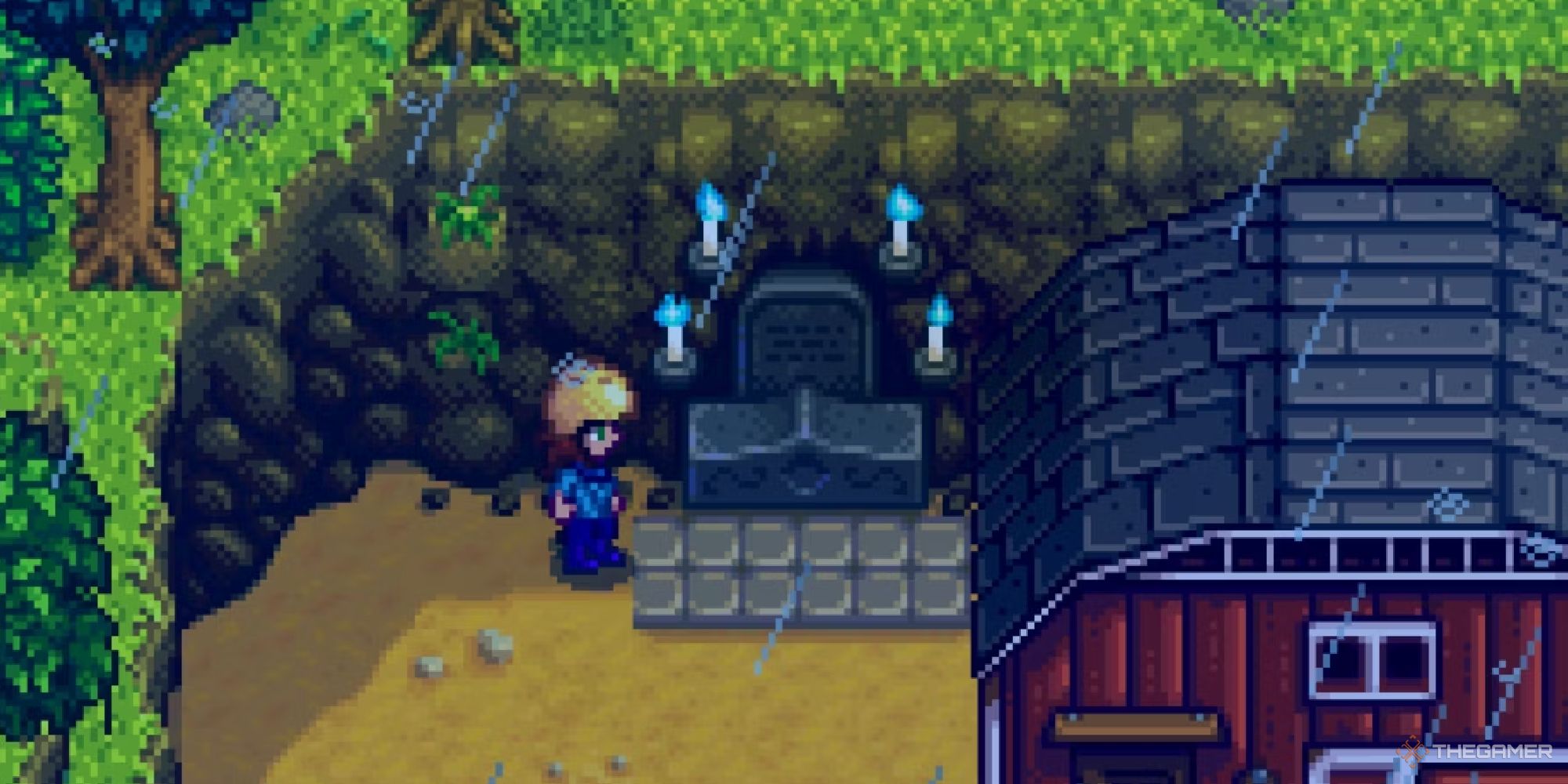 stardew valley grandpas shrine with al 4 candles lit