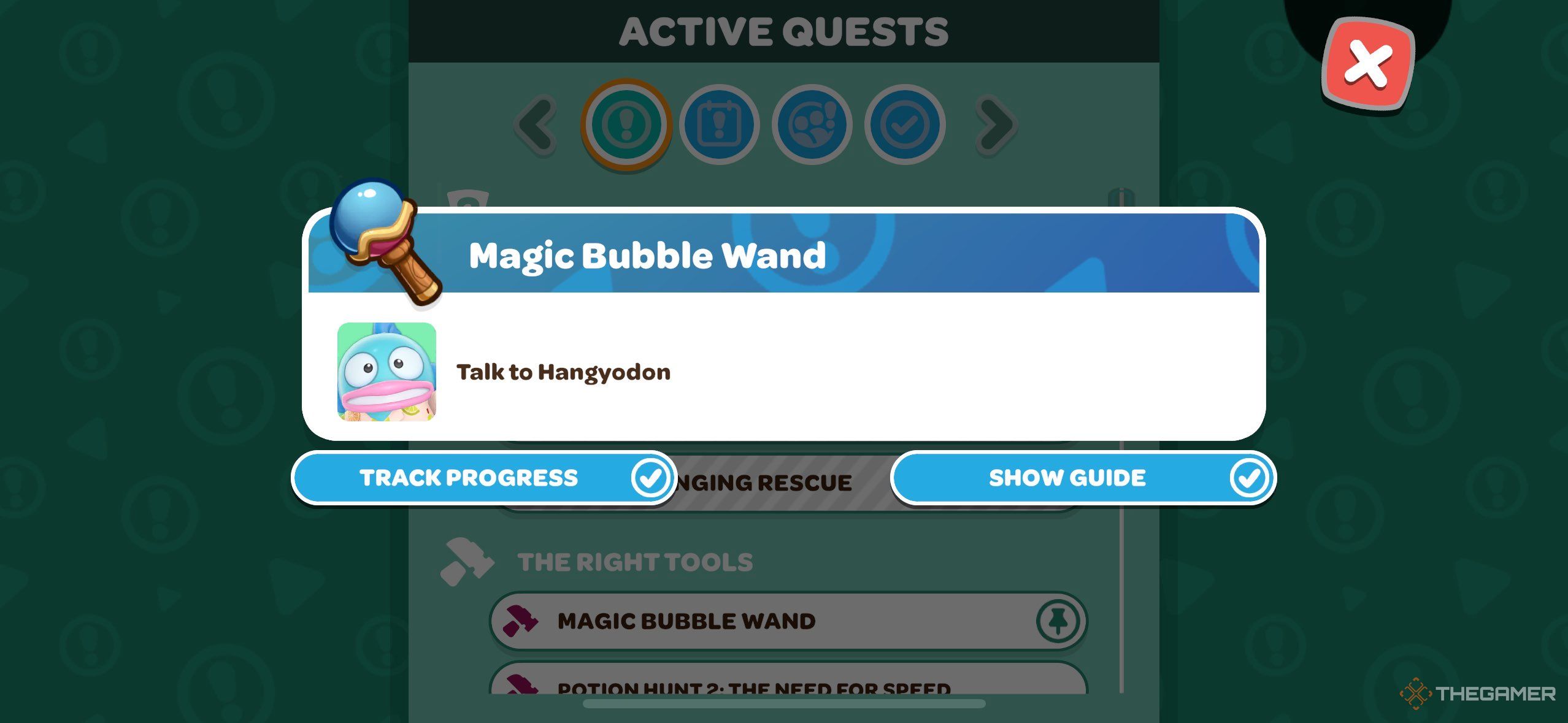 The bubble wand quest page in Hello Kitty Island Adventure.