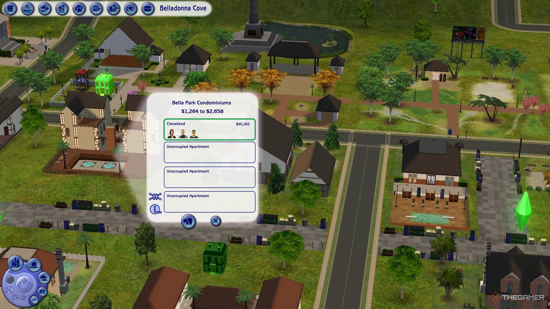 The Cleveland Family is living in an apartment in The Sims 2.