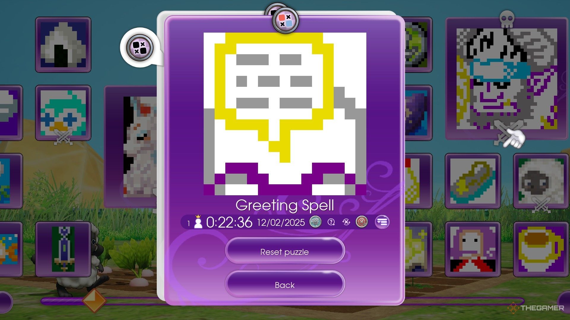 The Greeting Spell puzzle in Piczle Cross Rune Factory.