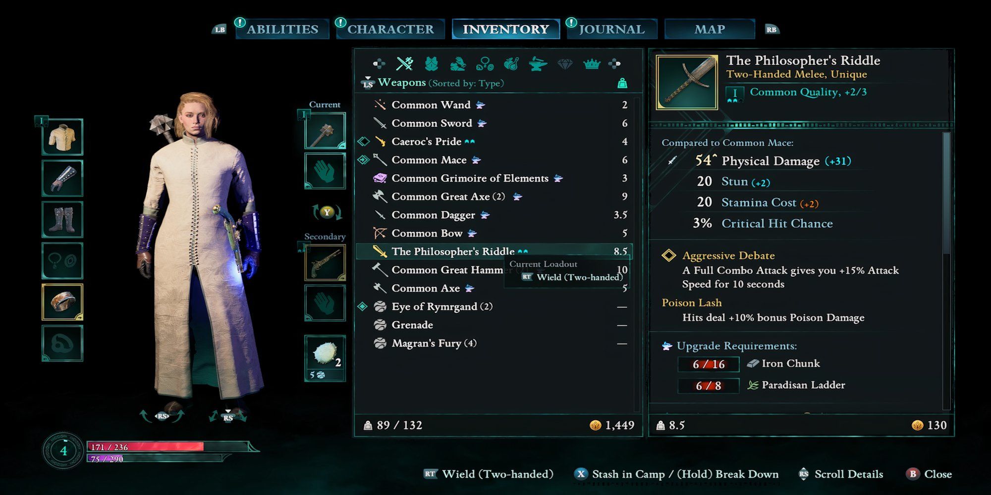The Philosopher’s Riddle weapon in Avowed 