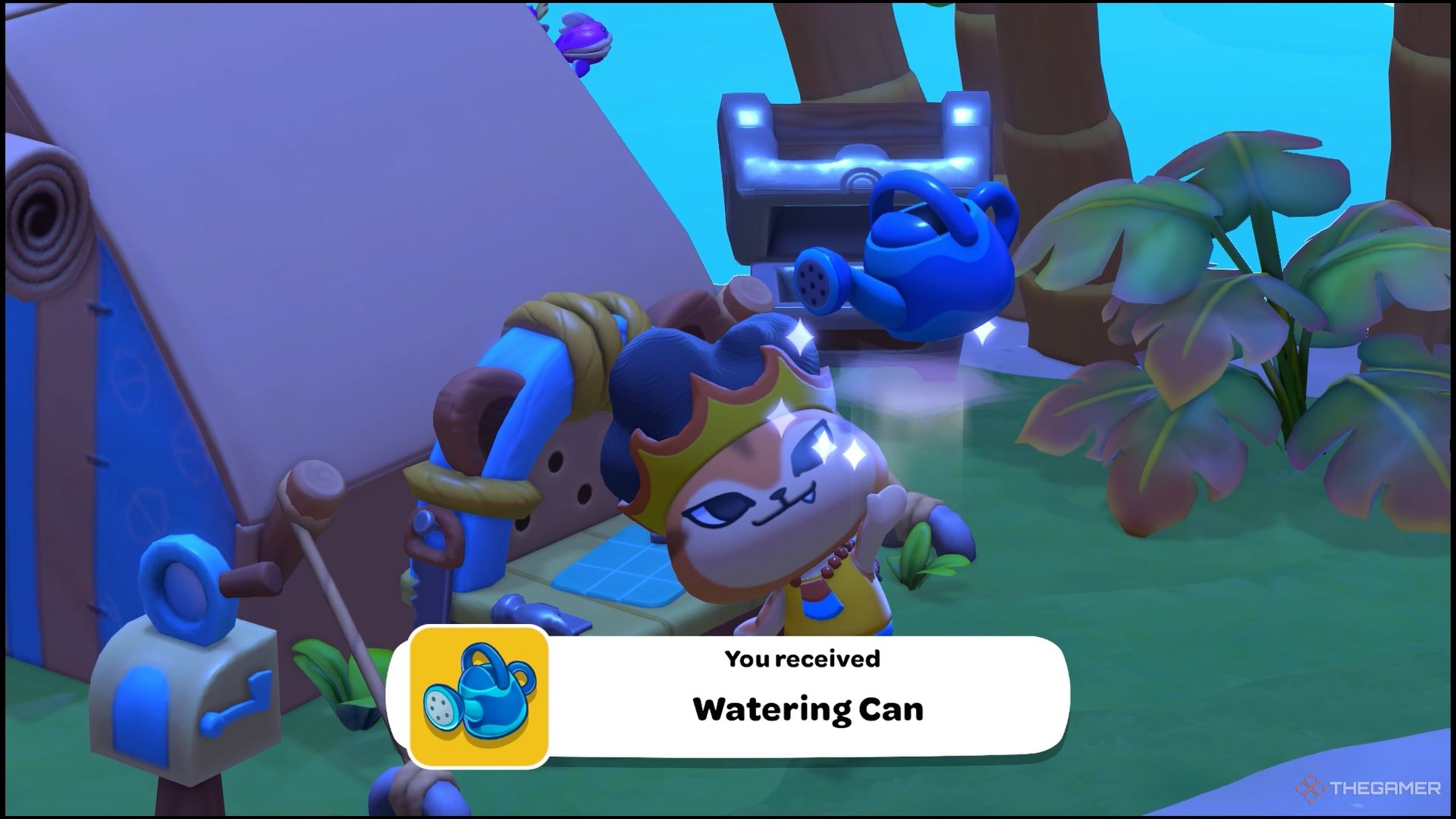 The player crafts a Watering Can in Hello Kitty Island Adventure.