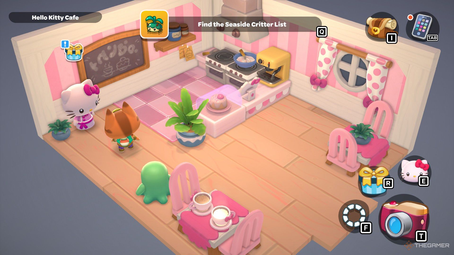 The player is speaking with Hello Kitty inside her shop in Hello Kitty Island Adventure