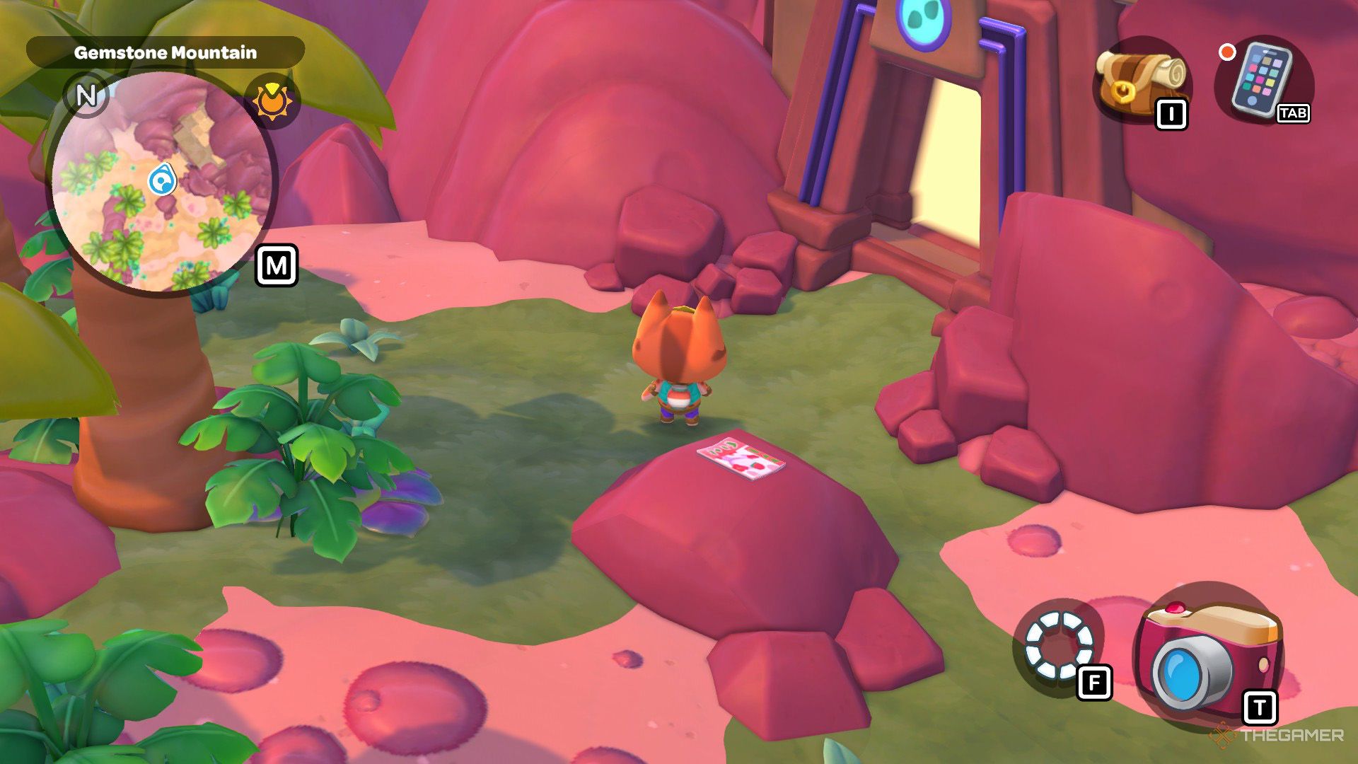 The player is standing in front of the Totem Tower puzzle room in Hello Kitty Island Adventure