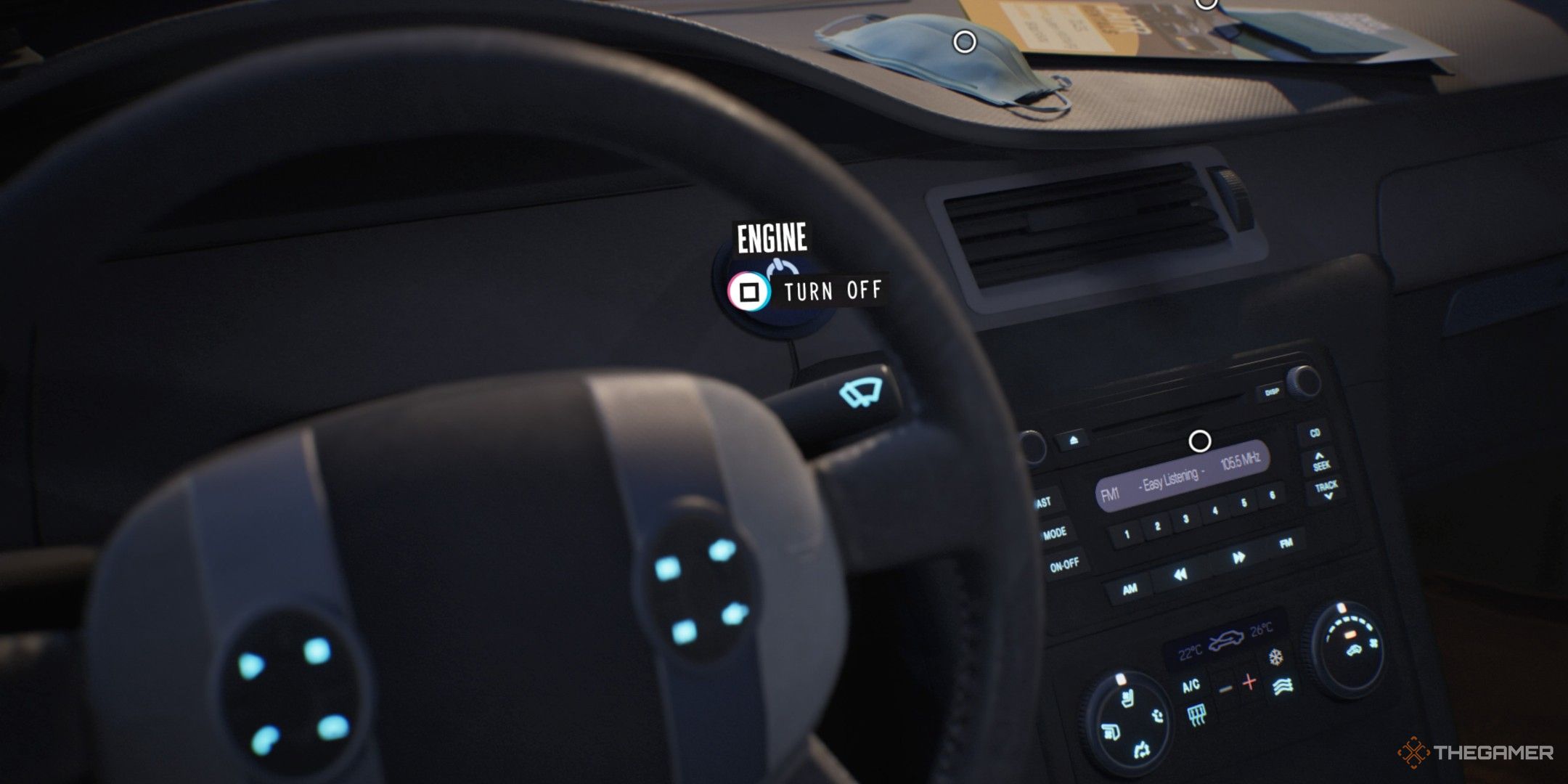 The player looks at the steering wheel in their car in Lost Records Bloom & Rage.