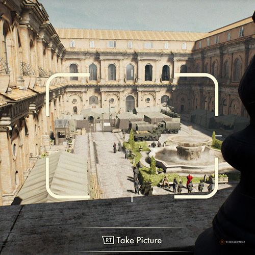 The player takes the photo of the Belvedere Courtyard in Indiana Jones And The Great Circle