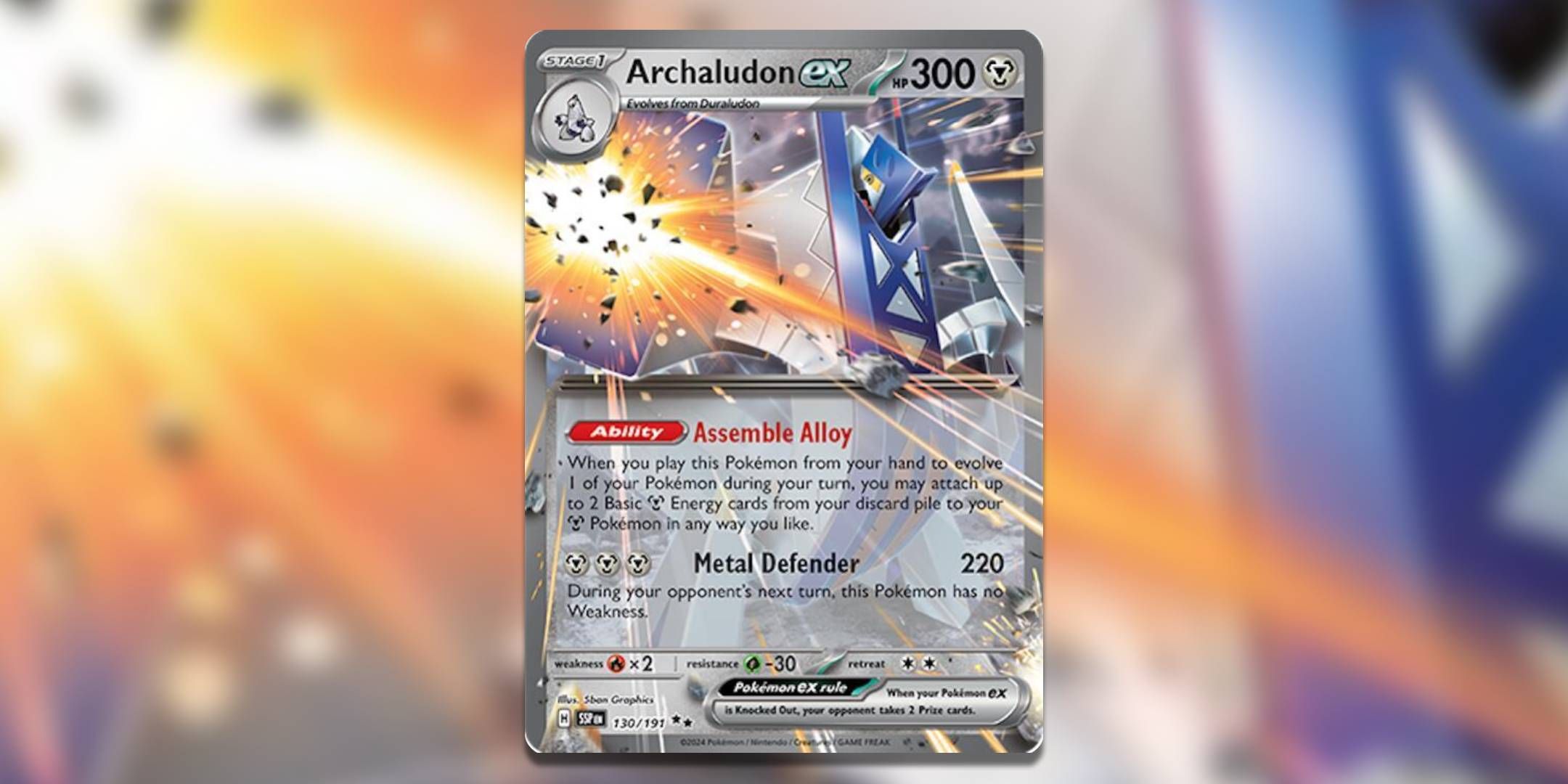 The Pokemon TCG card Archaludon ex by 5ban Graphics.