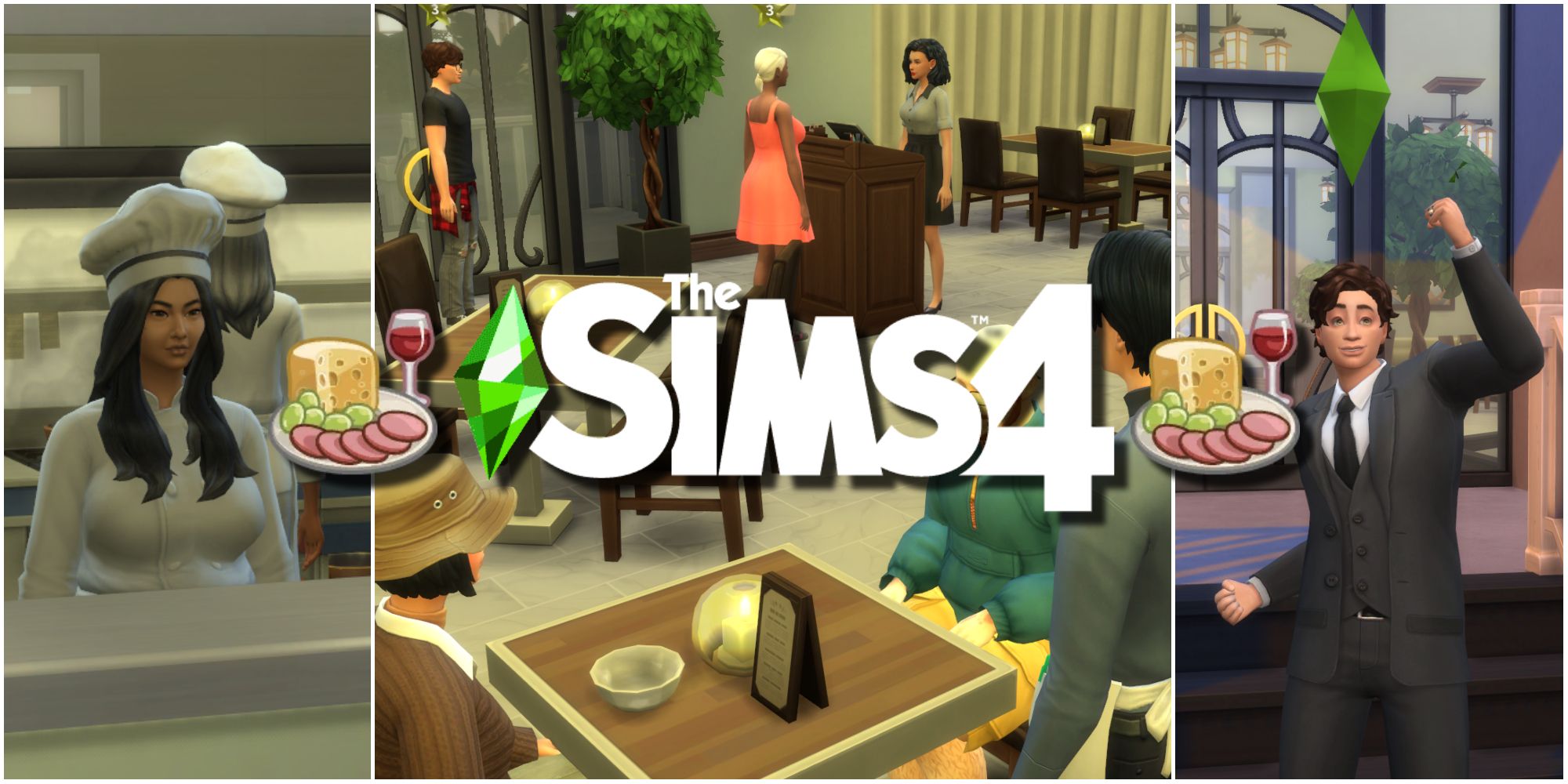 The Sims 4 - Sims who are working at restaurants and eating at them in a game file enhanced by the best restaurant mods