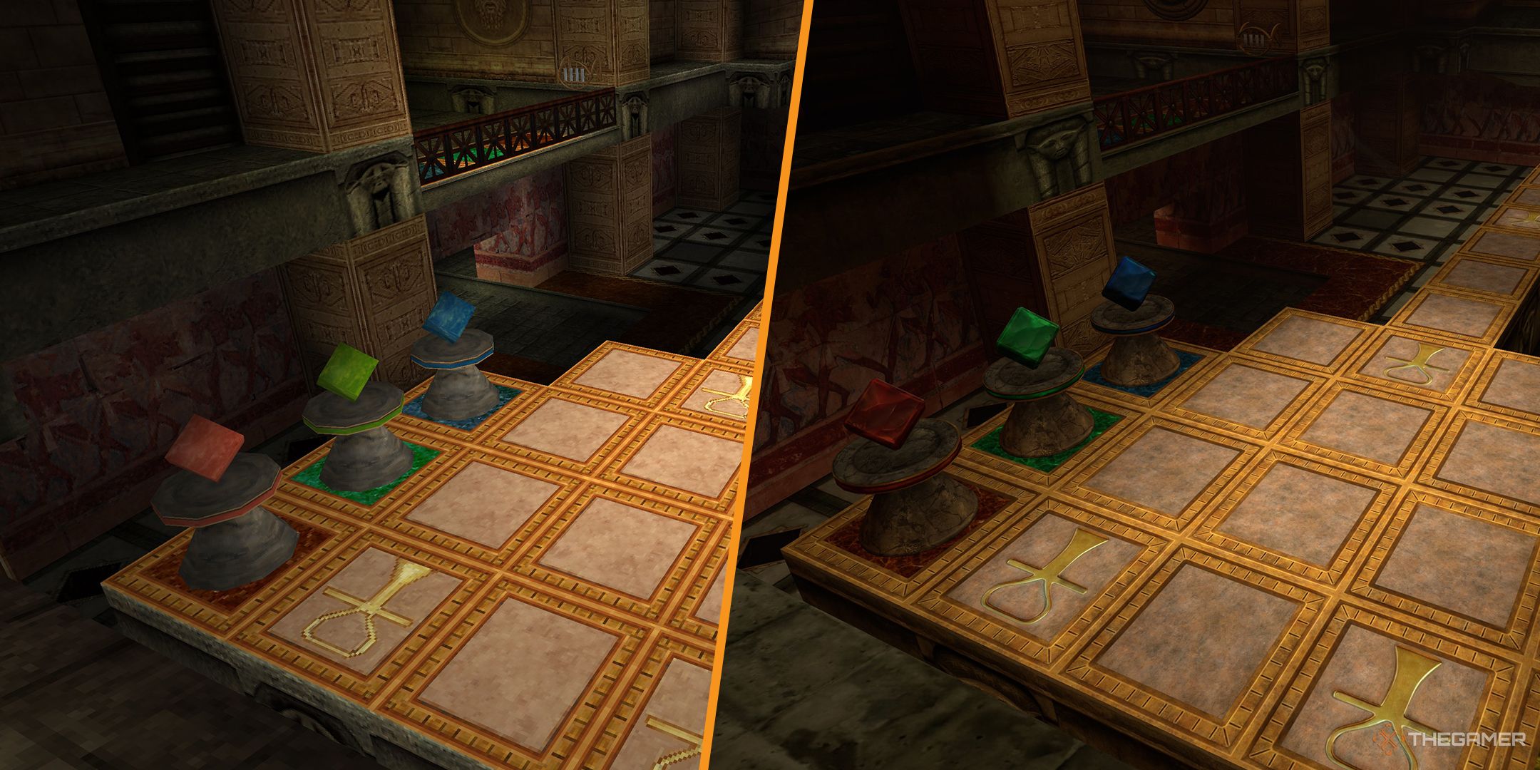 Tomb Raider 4 remastered side-by-side of Tomb of Semerkhet.