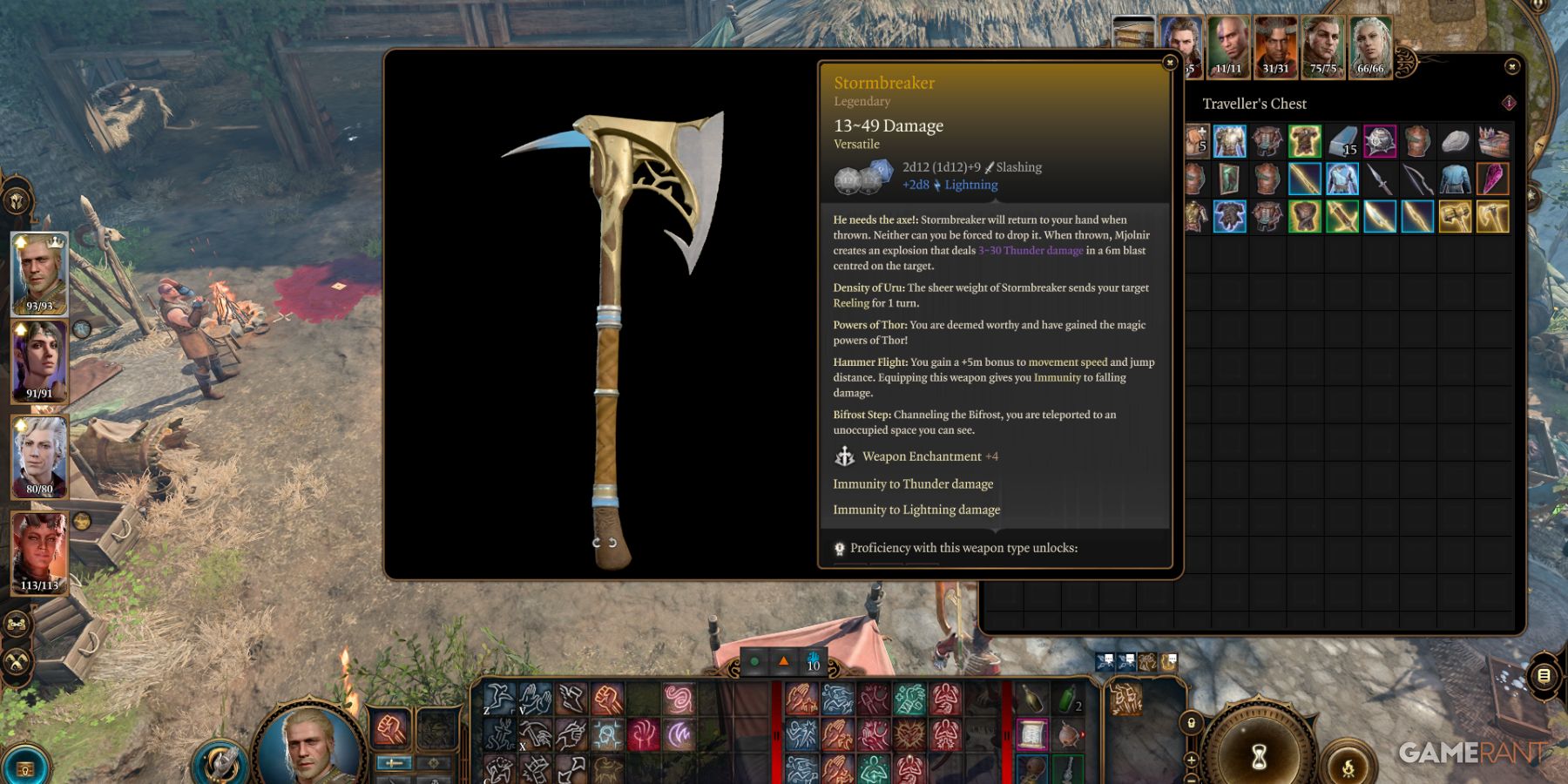 tormbreaker, a thunderous legendary axe with lightning damage found in Baldur's Gate 3 weapon mod