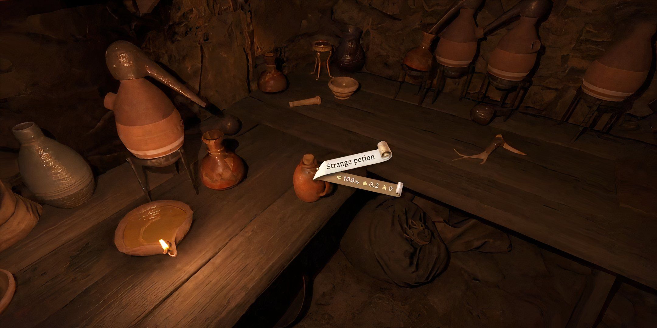 Strange potion on a table in Kingdom Come Deliverance 2.