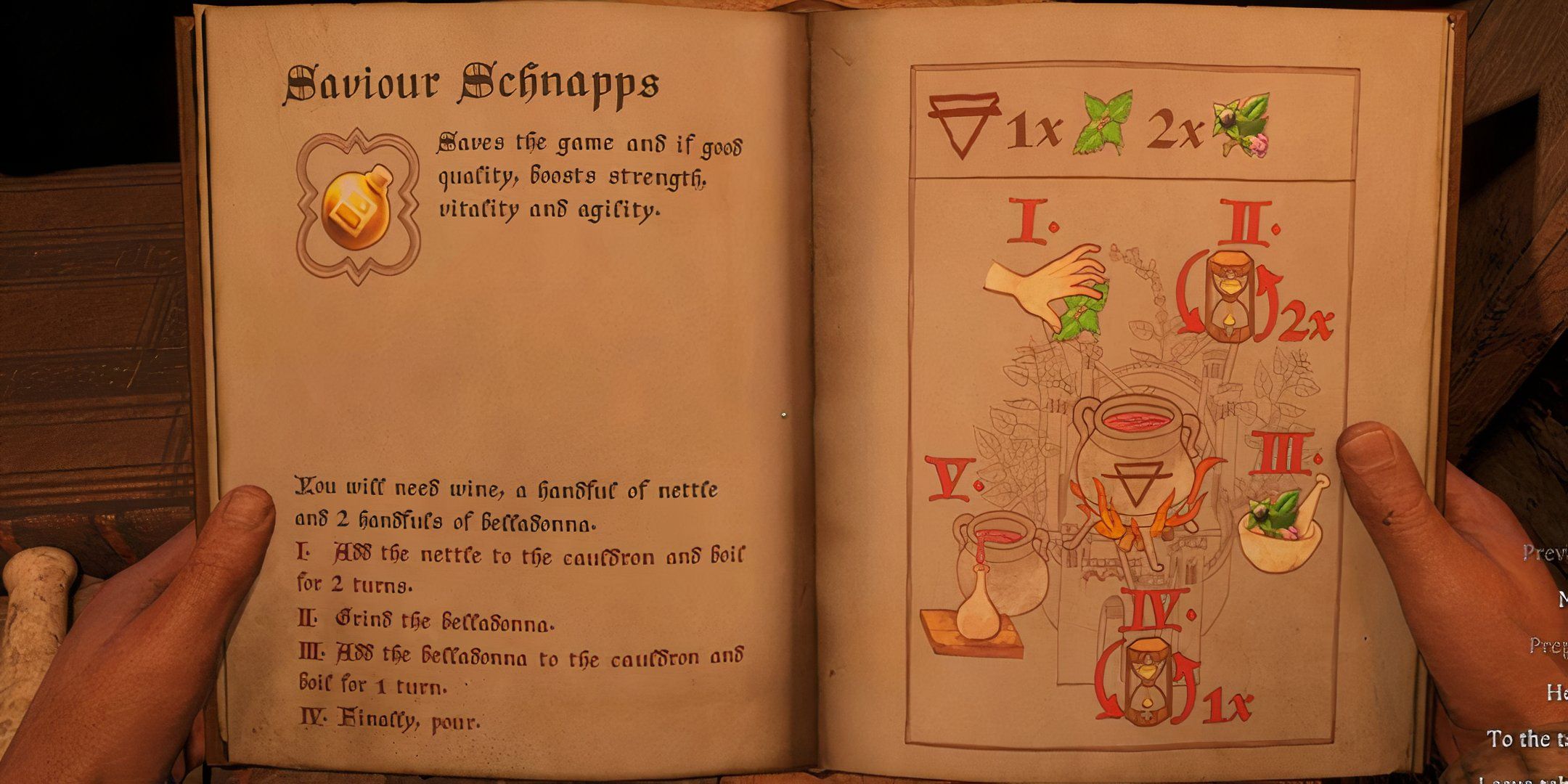 Recipe page for the Saviour Schnapps potion in kingdom come dliverance 2.