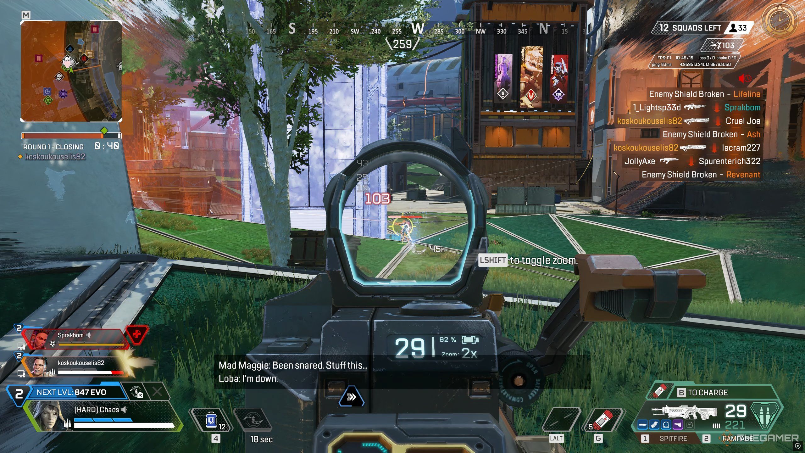 Dealing damage just enough to break the enemy's shield is a good tactic for Assault Legends in Apex Legends.