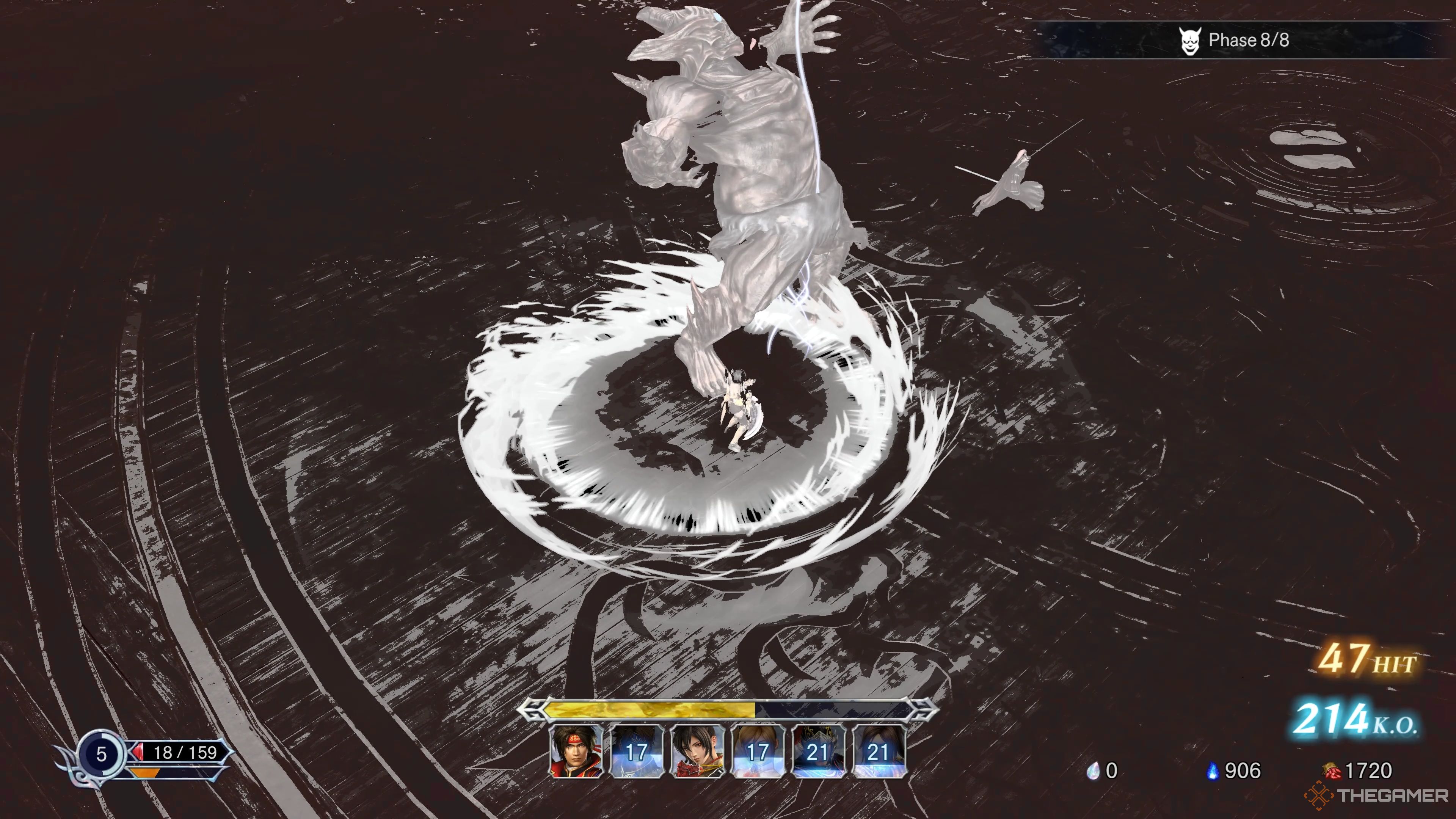 Slaying the Onigashira Boss in Warriors: Abyss.