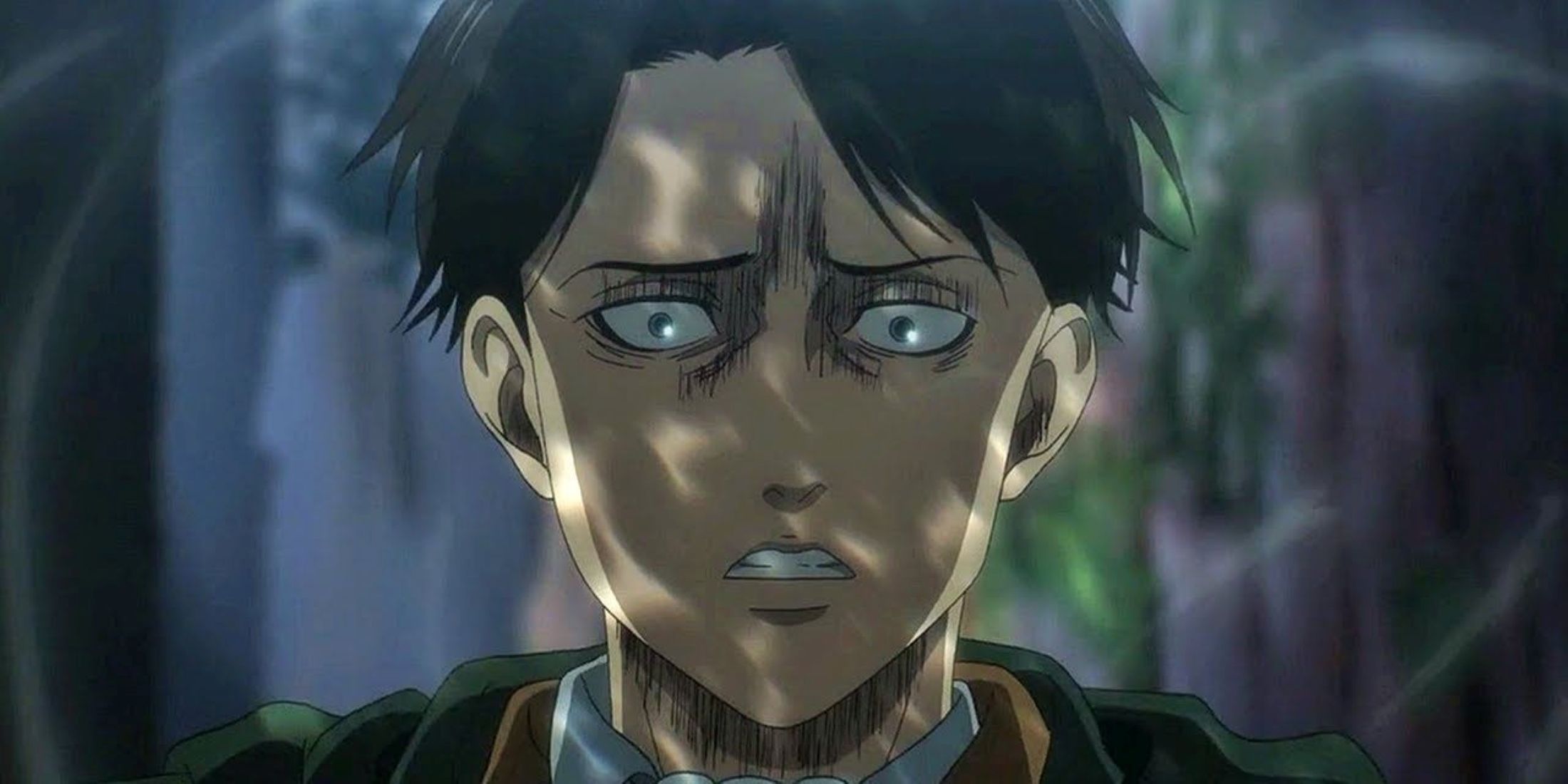 Levi looking horrified with in forest