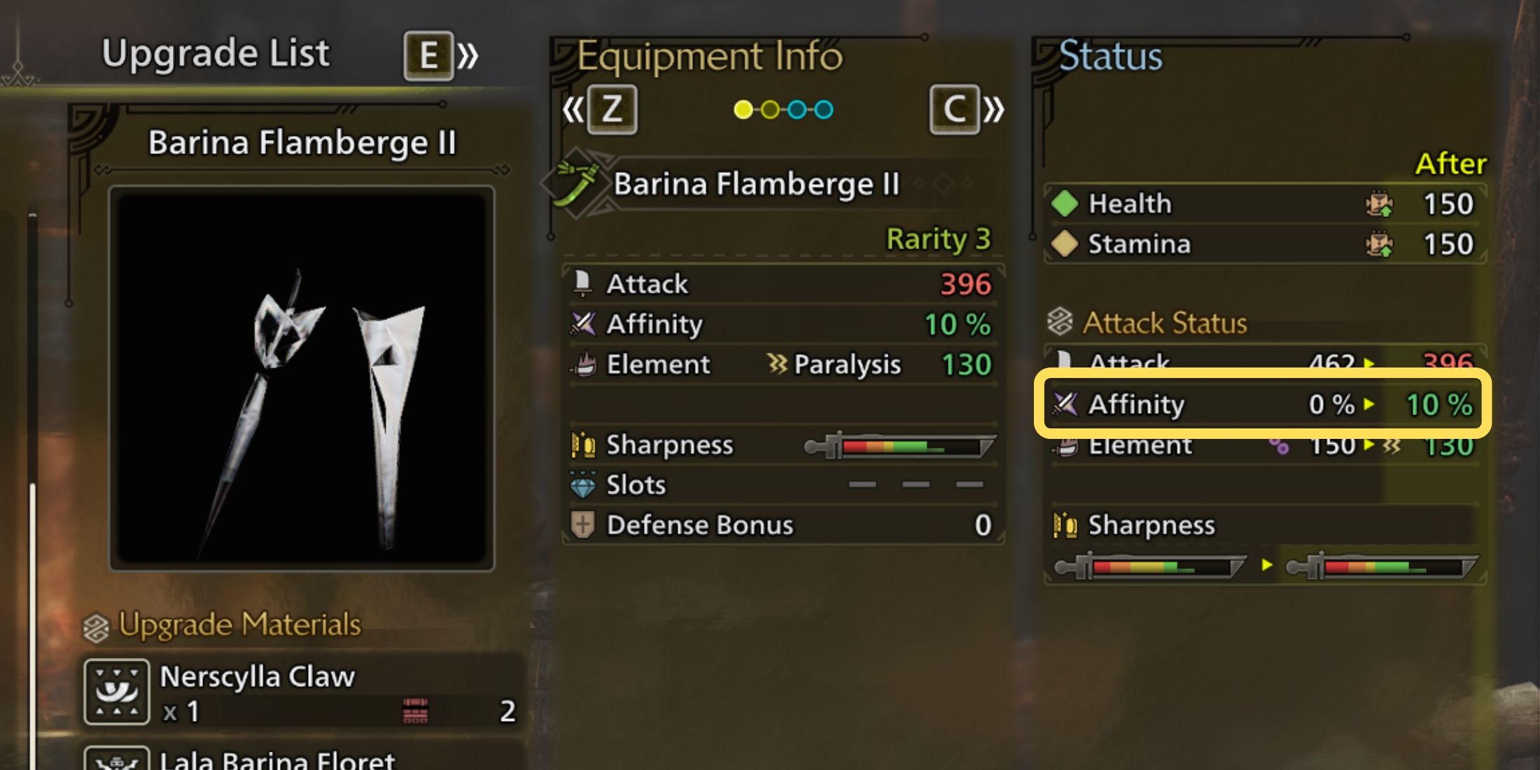 10% affinity rating in monster hunter wilds
