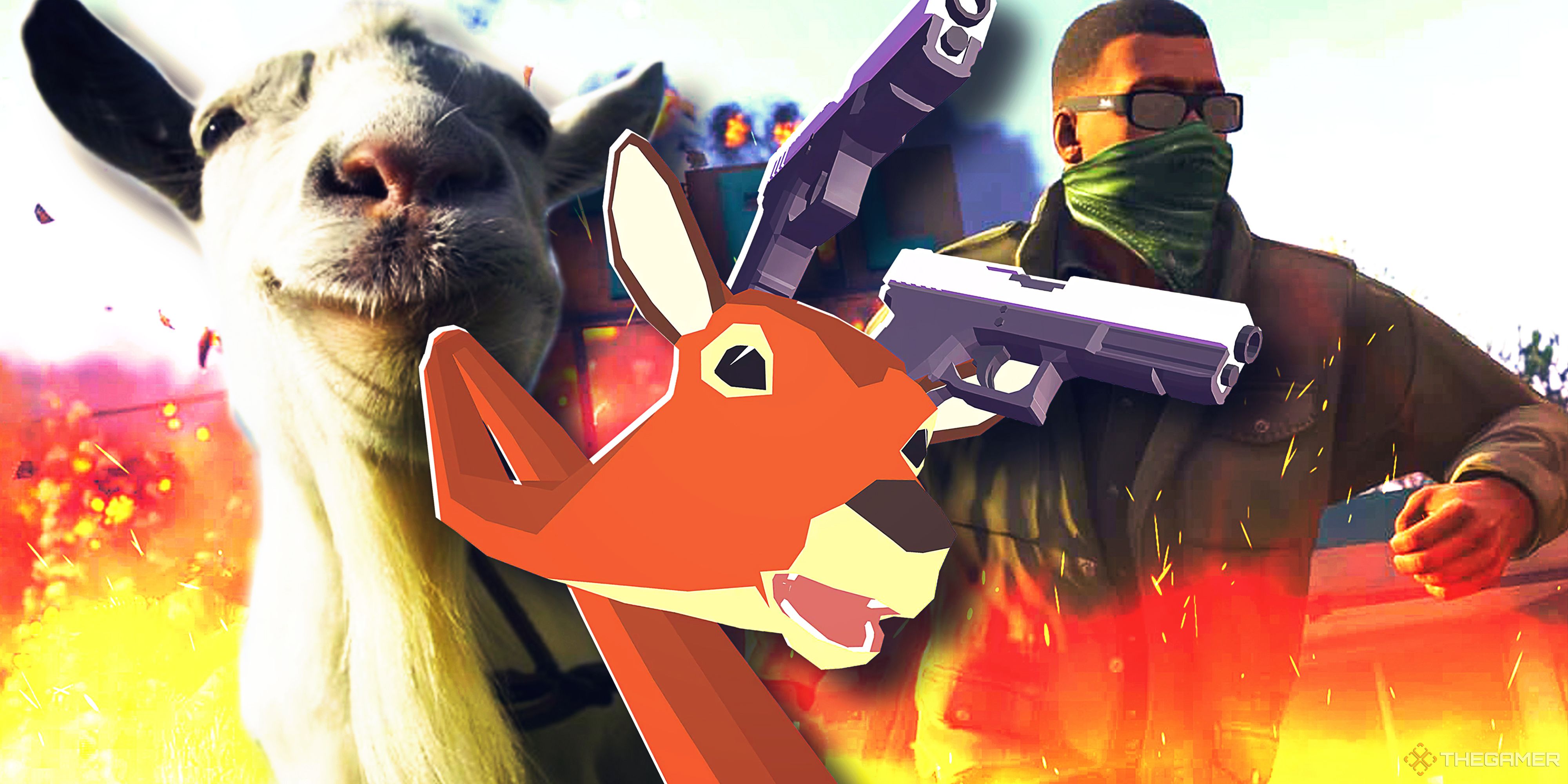 Goat Simulator, Deeeer Simulator and Grand Theft Auto 5.