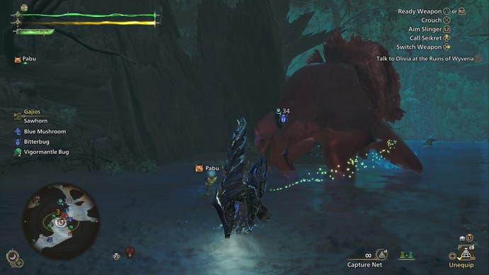 Monster Hunter Wilds screenshot showing spider monster disguised as a red blob