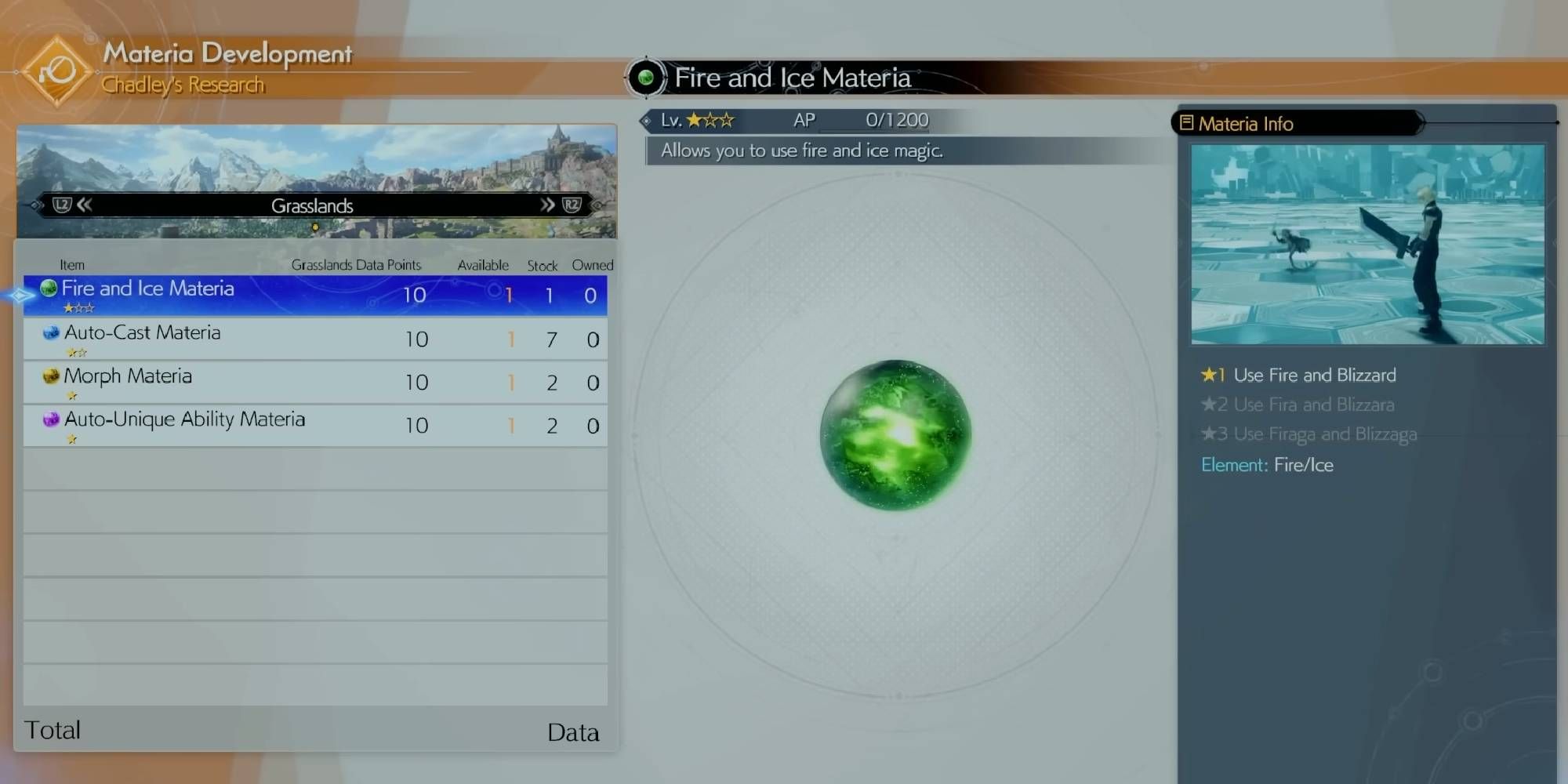 fire and ice materia shown in menu in final fantasy 7 rebirth (2)