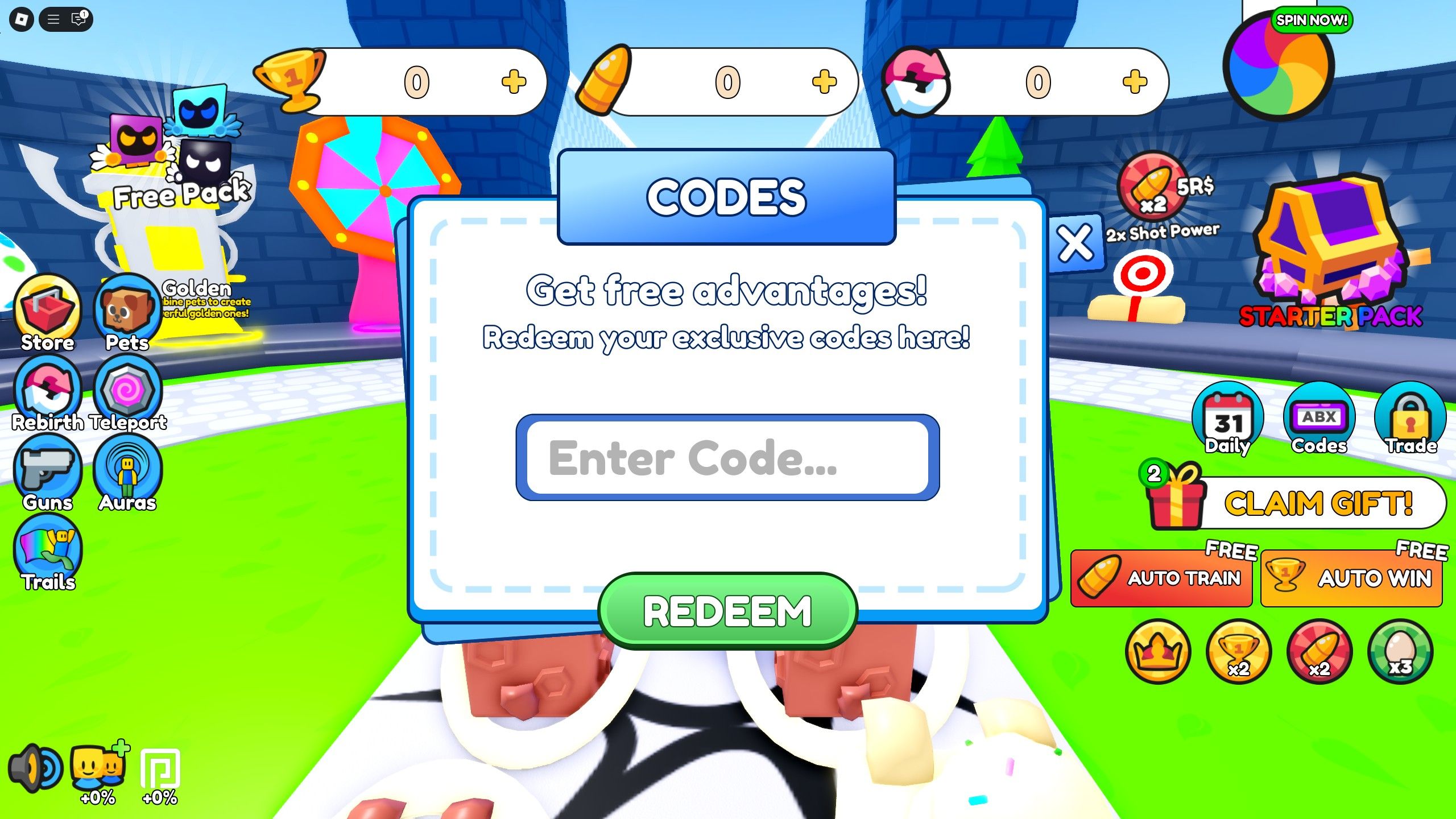 the codes box in Shooting Simulator on Roblox 