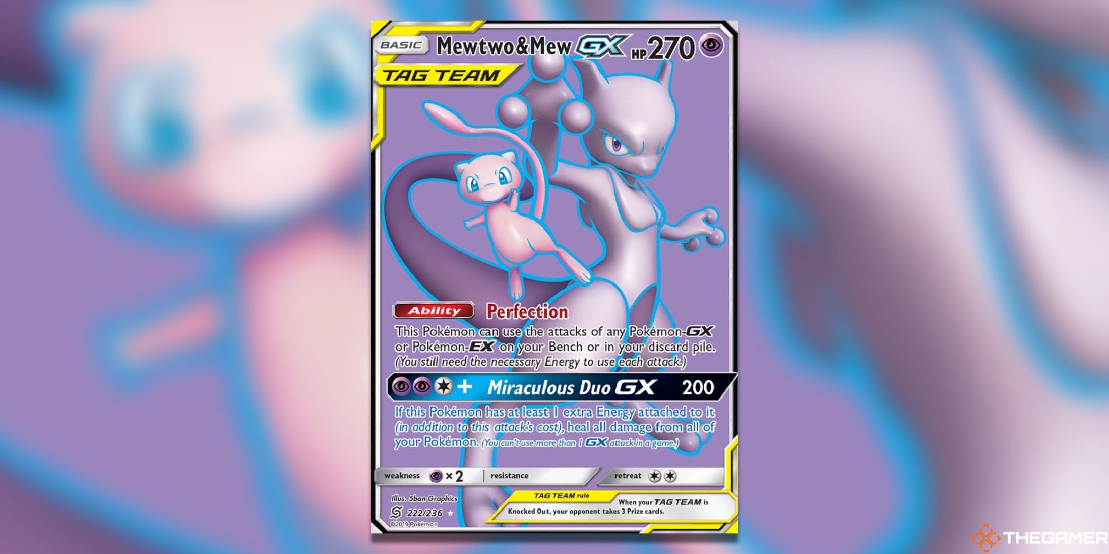 The Unified Minds Mewtwo&Mew GX from the Pokemon TCG.