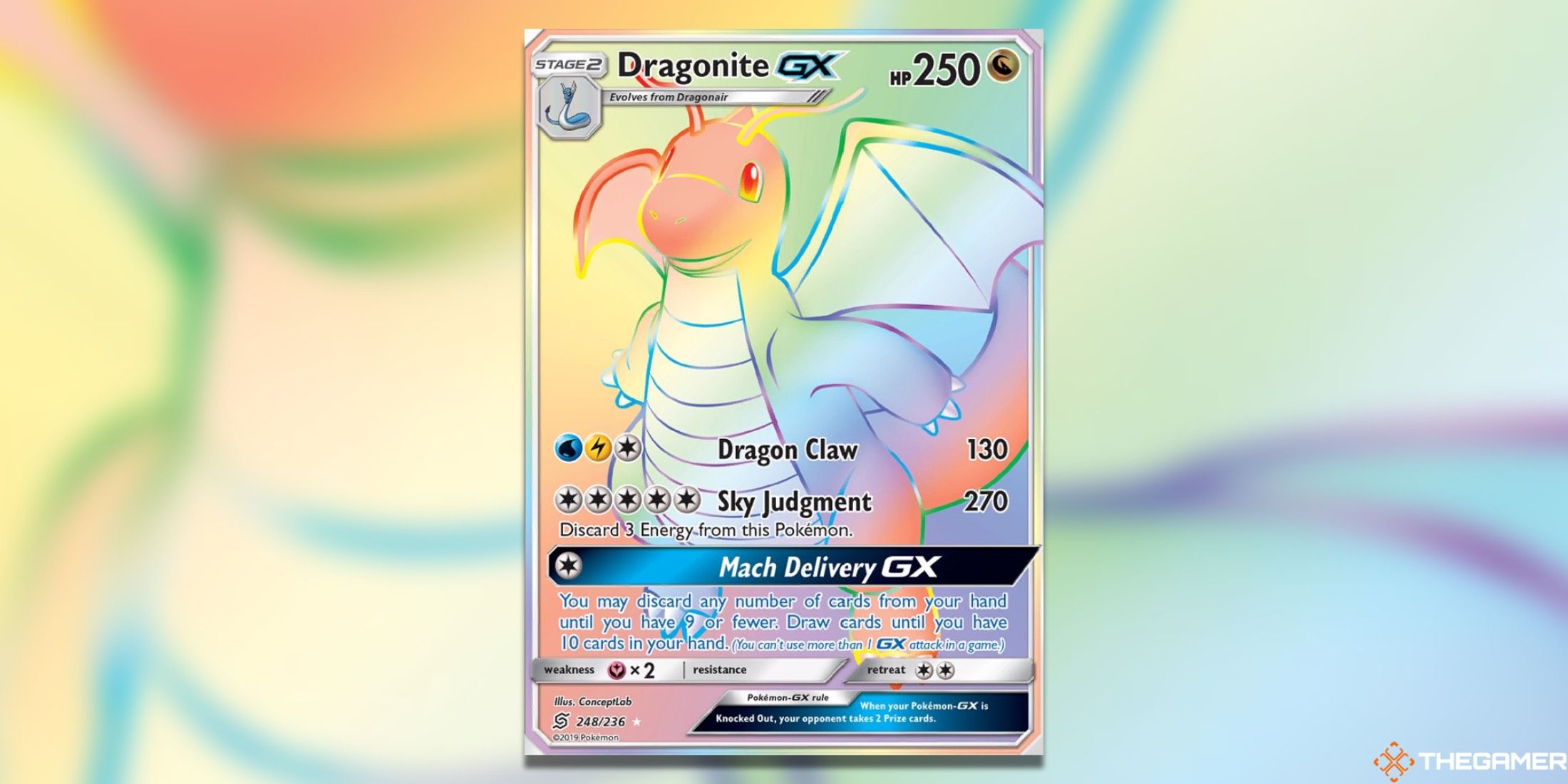 The Unified Minds Dragonite GX Secret Rare from the Pokemon TCG.