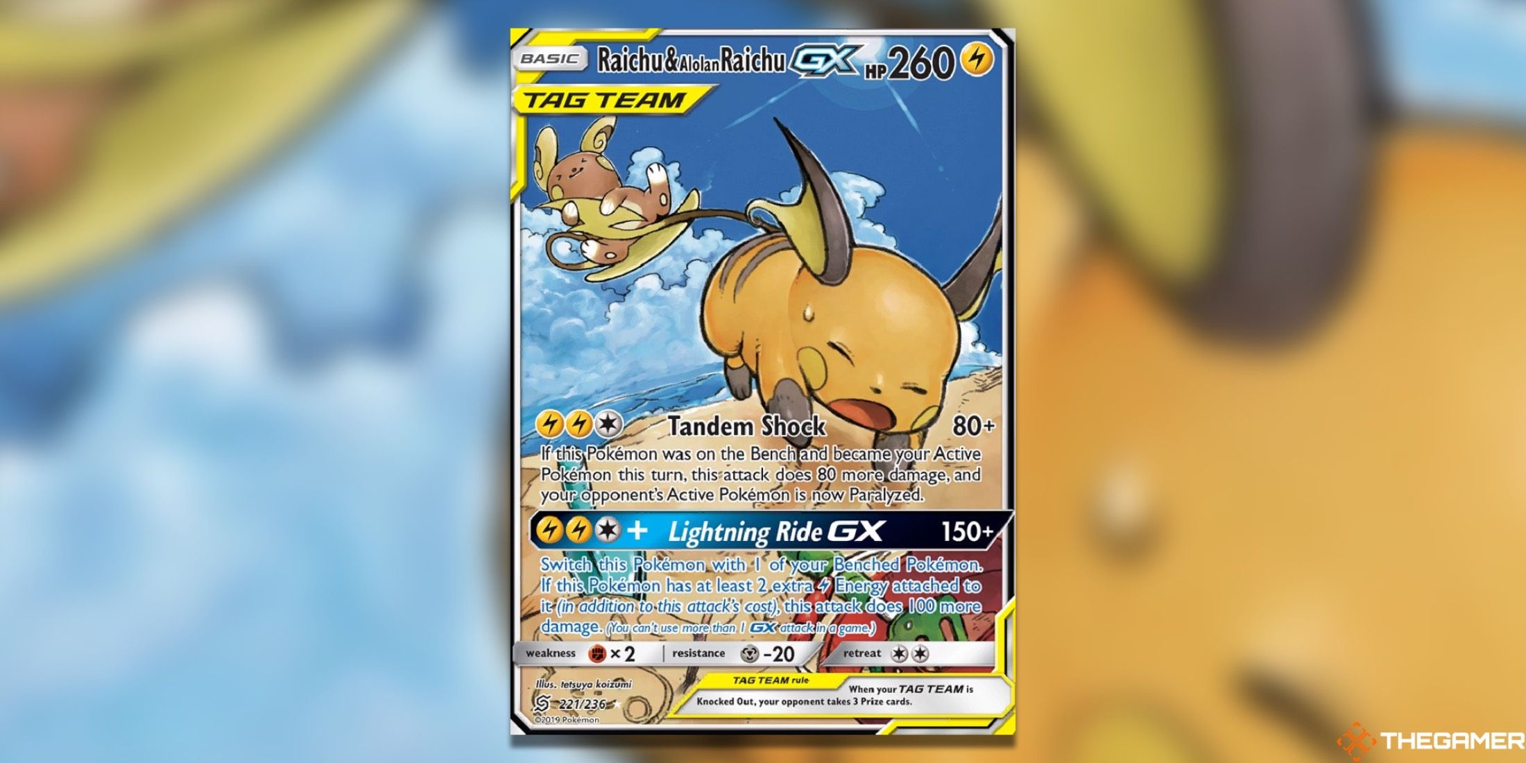 The Unified Minds Raichu&Alolan Raichu from the Pokemon TCG.