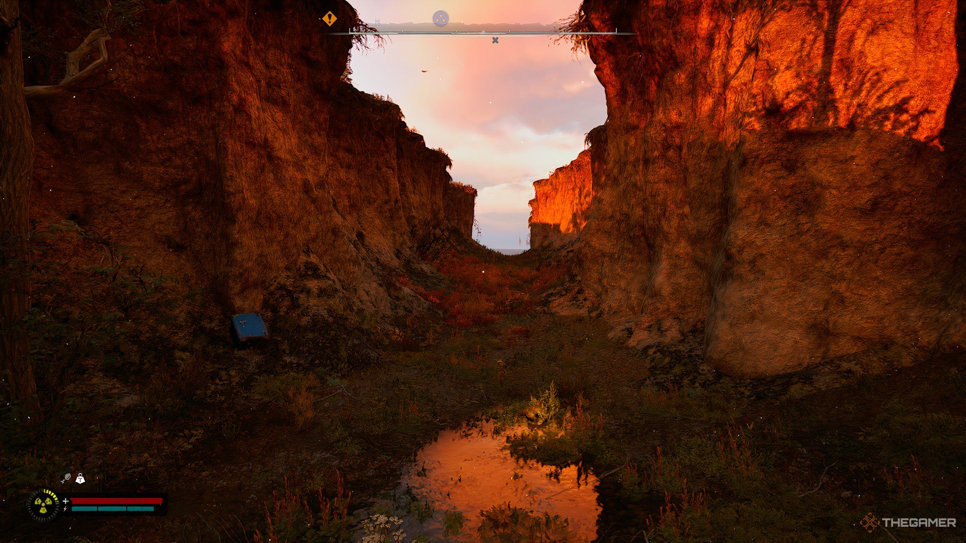 An image showing a canyon during sunset in Stalker 2.