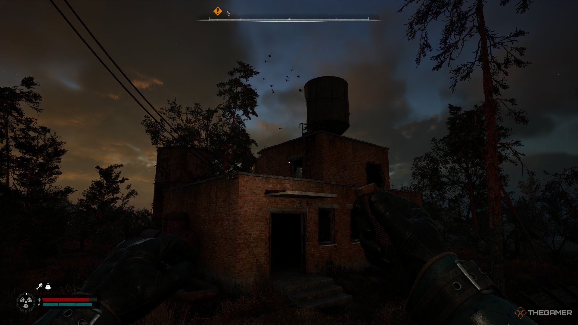 An image showing a building at dusk in Stalker 2.