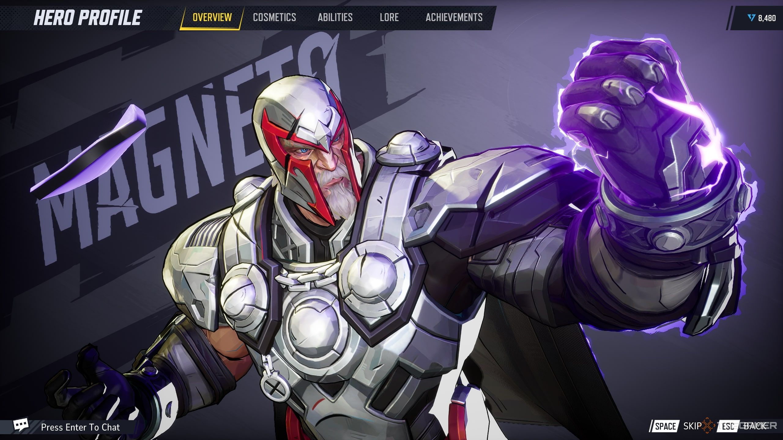 Magneto's Hero Screen In Marvel Rivals