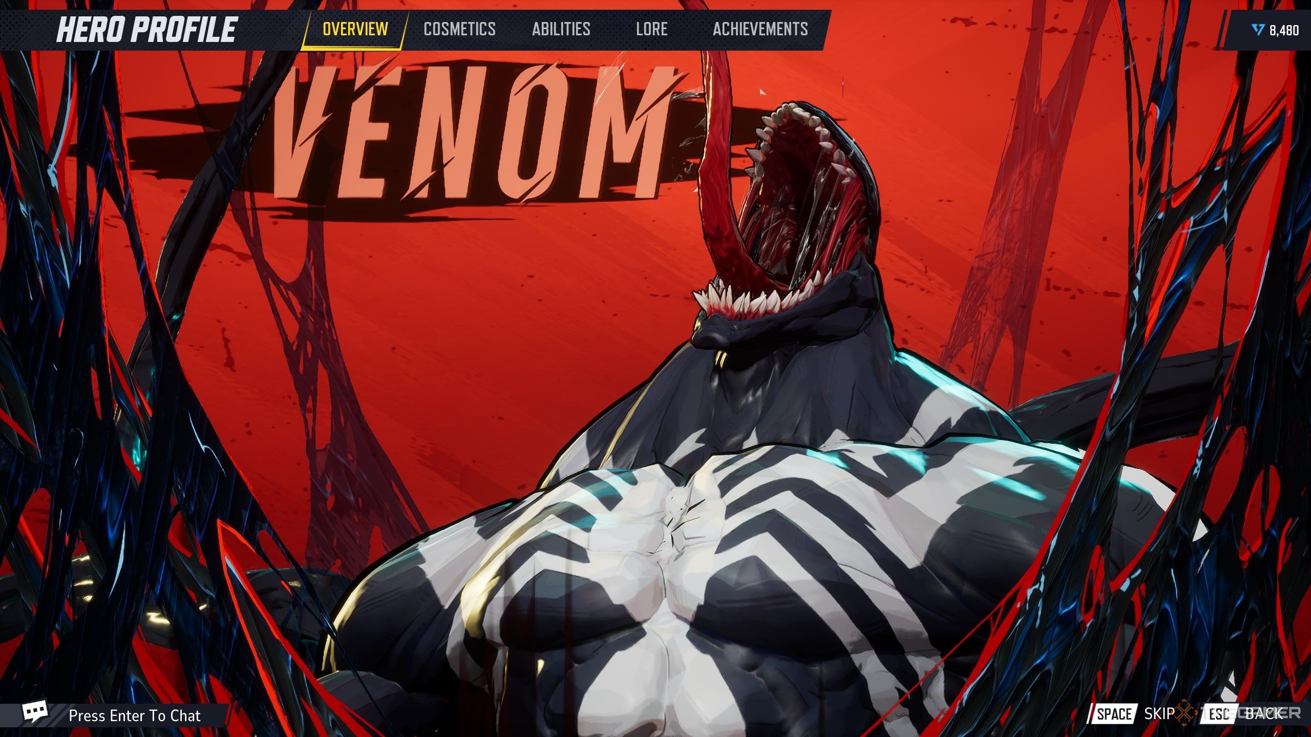 Venom's Hero Screen In Marvel Rivals.