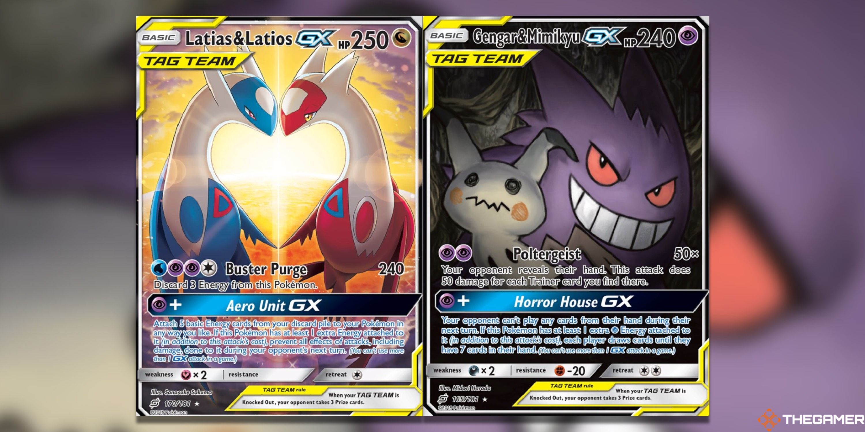 The Latias & Latios GX and Gengar & Mimikyu GX Alternate Full Arts in Team Up from the Pokemon TCG.