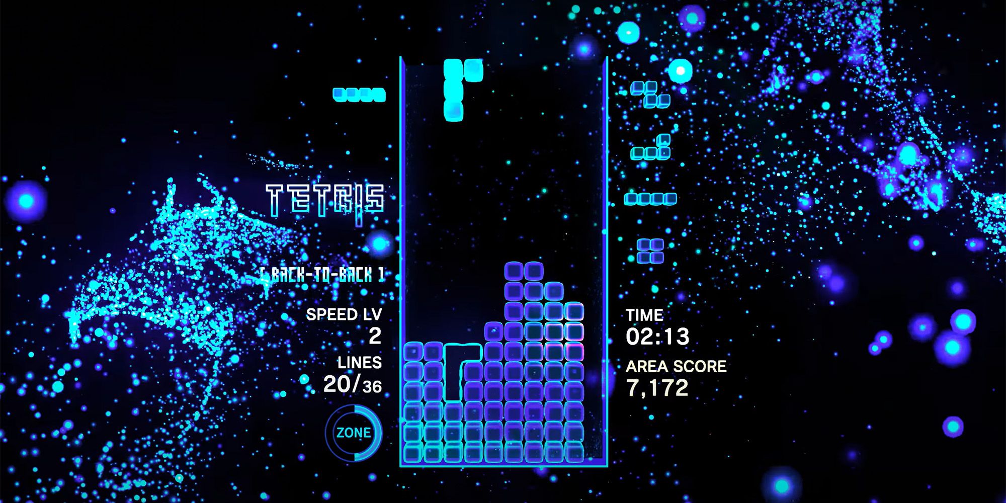 Stingrays swimming through the air in Tetris Effect Connected