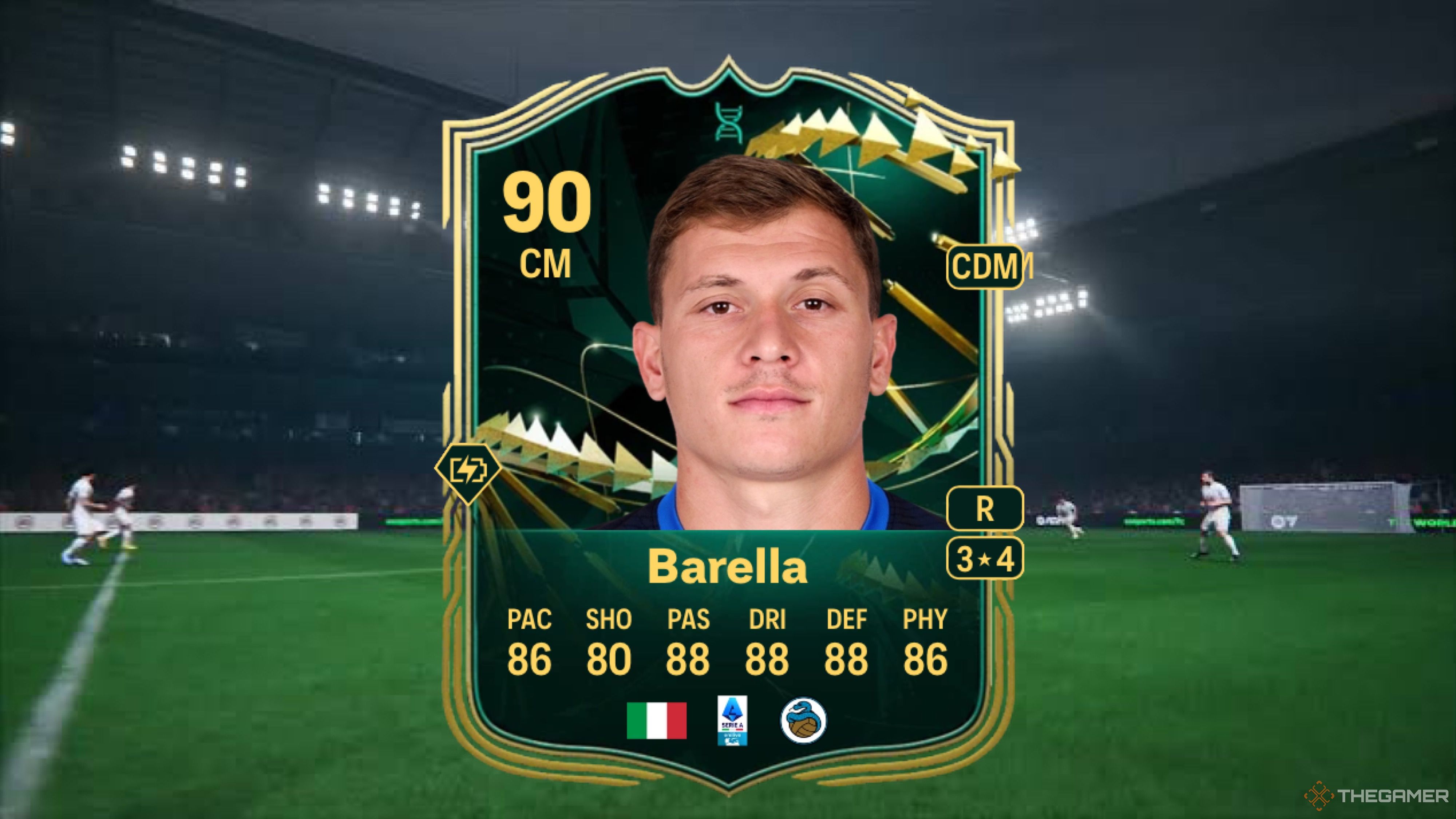 Image showing Barella card against a faded pitch background.