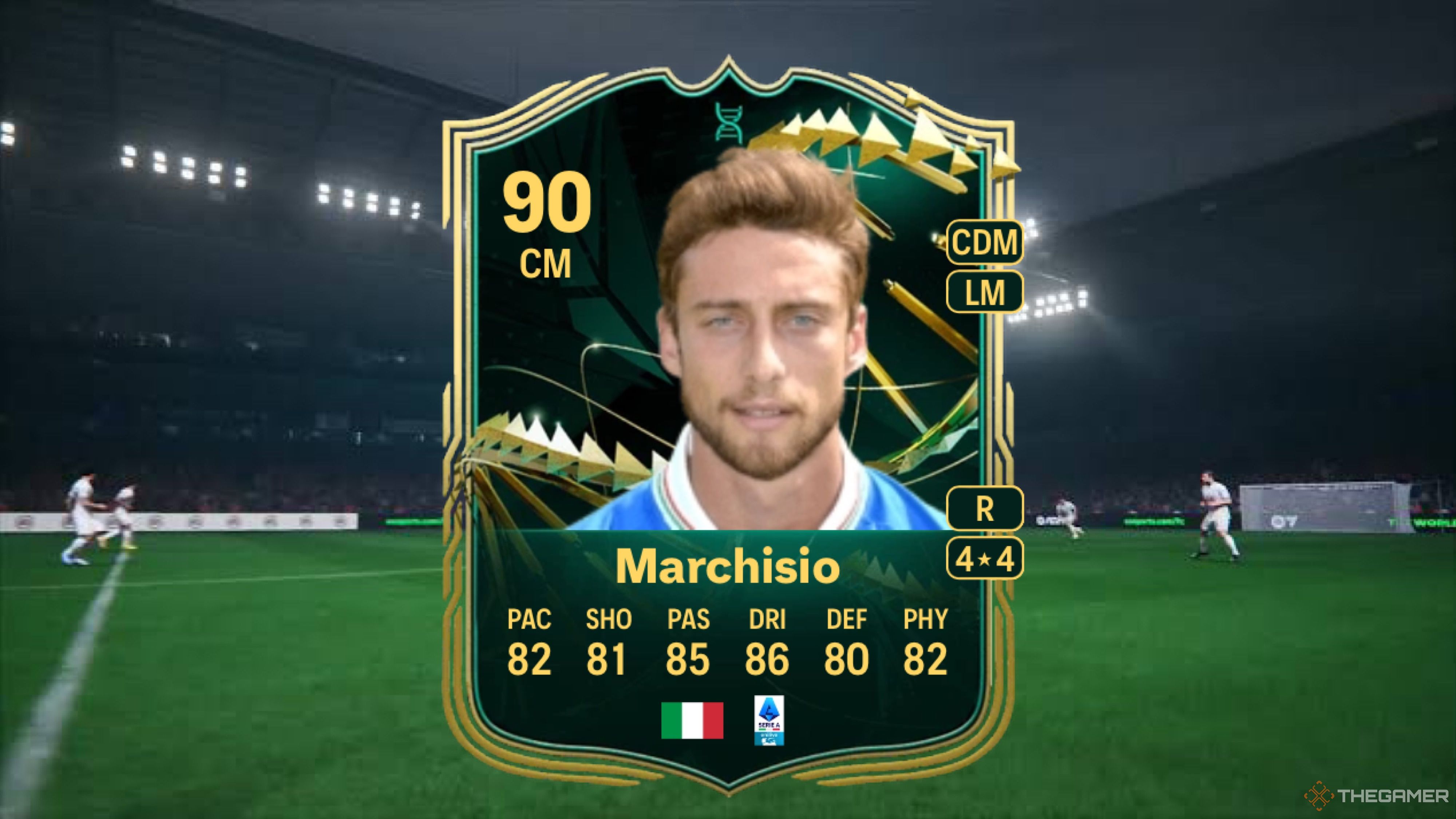 Image showing Marchisio card against a faded pitch background.