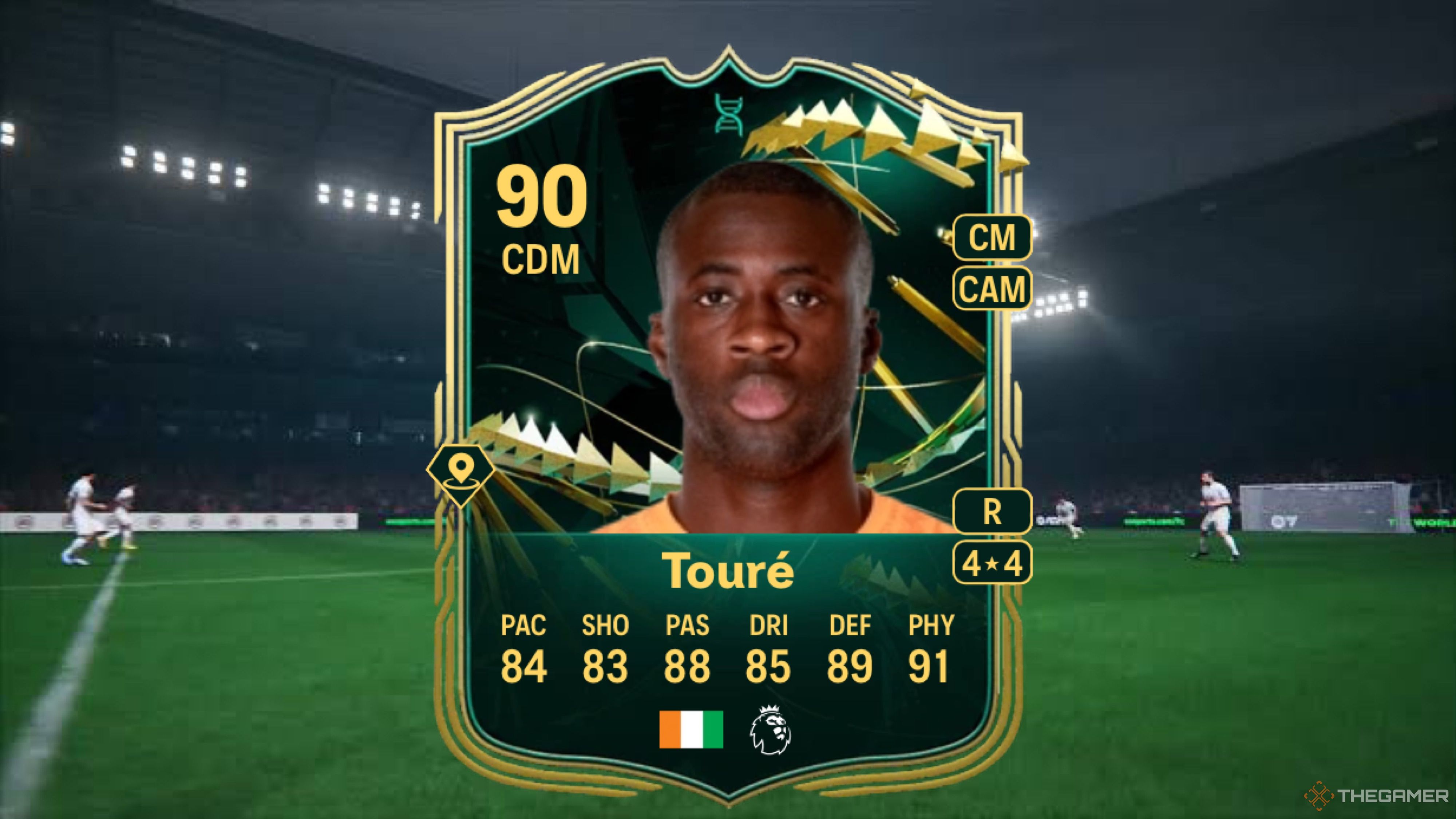 Image showing Touré card against a faded pitch background.