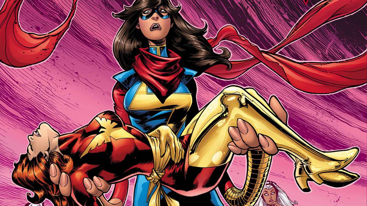 Kamala Khan holds Jean Grey's body in an homage to the cover of Uncanny X-Men #136