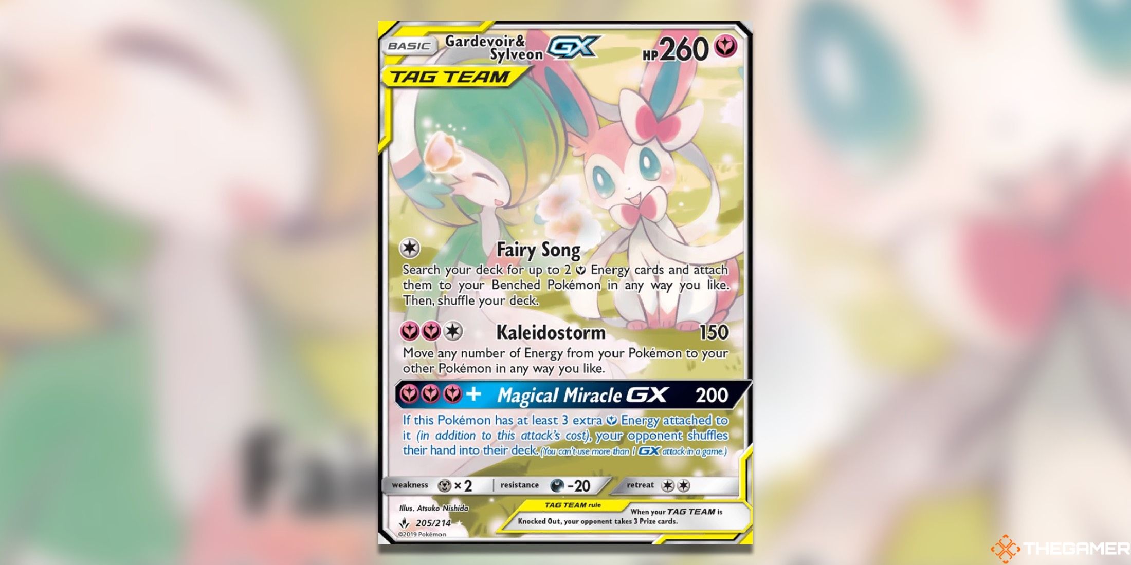 The Unbroken Bonds Gardevoir&Sylveon GX Alt Art from the Pokemon TCG.