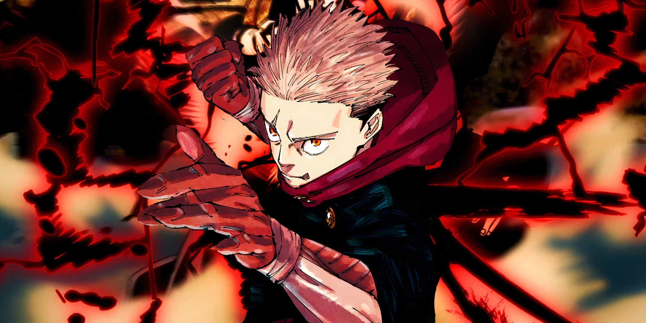 Yuji using black flash in Jujutsu Kaisen.