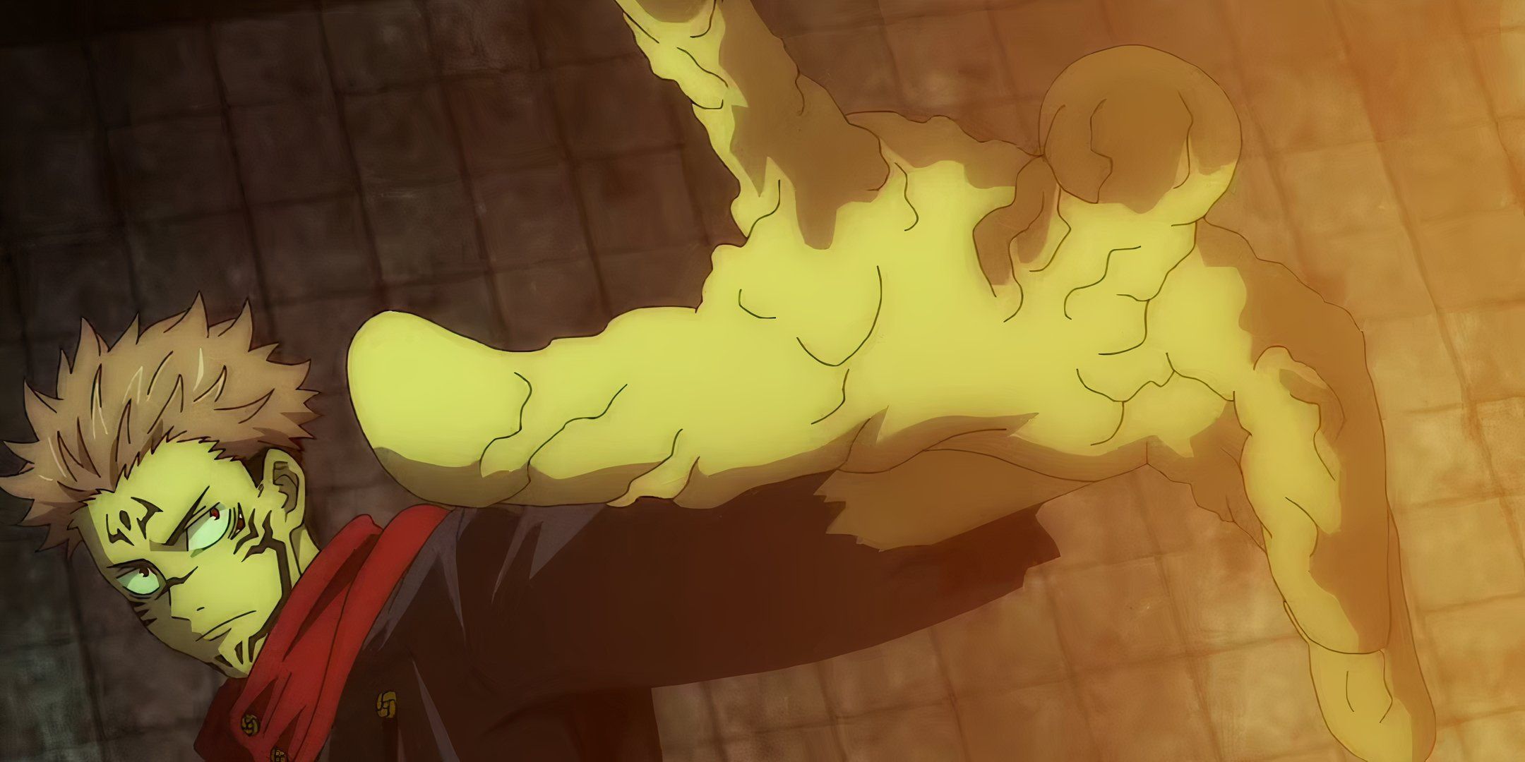 Sukuna in a fighting stance in Jujutsu Kaisen.