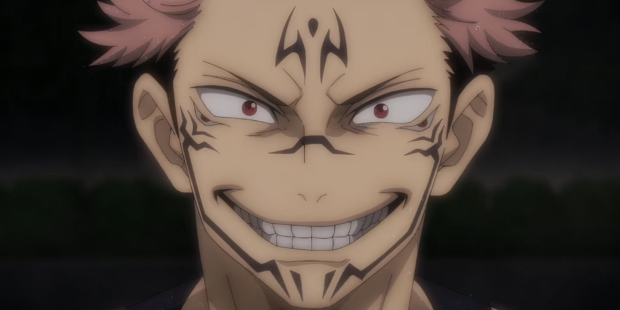 Sukuna with a sinister smile in Jujutsu Kaisen.