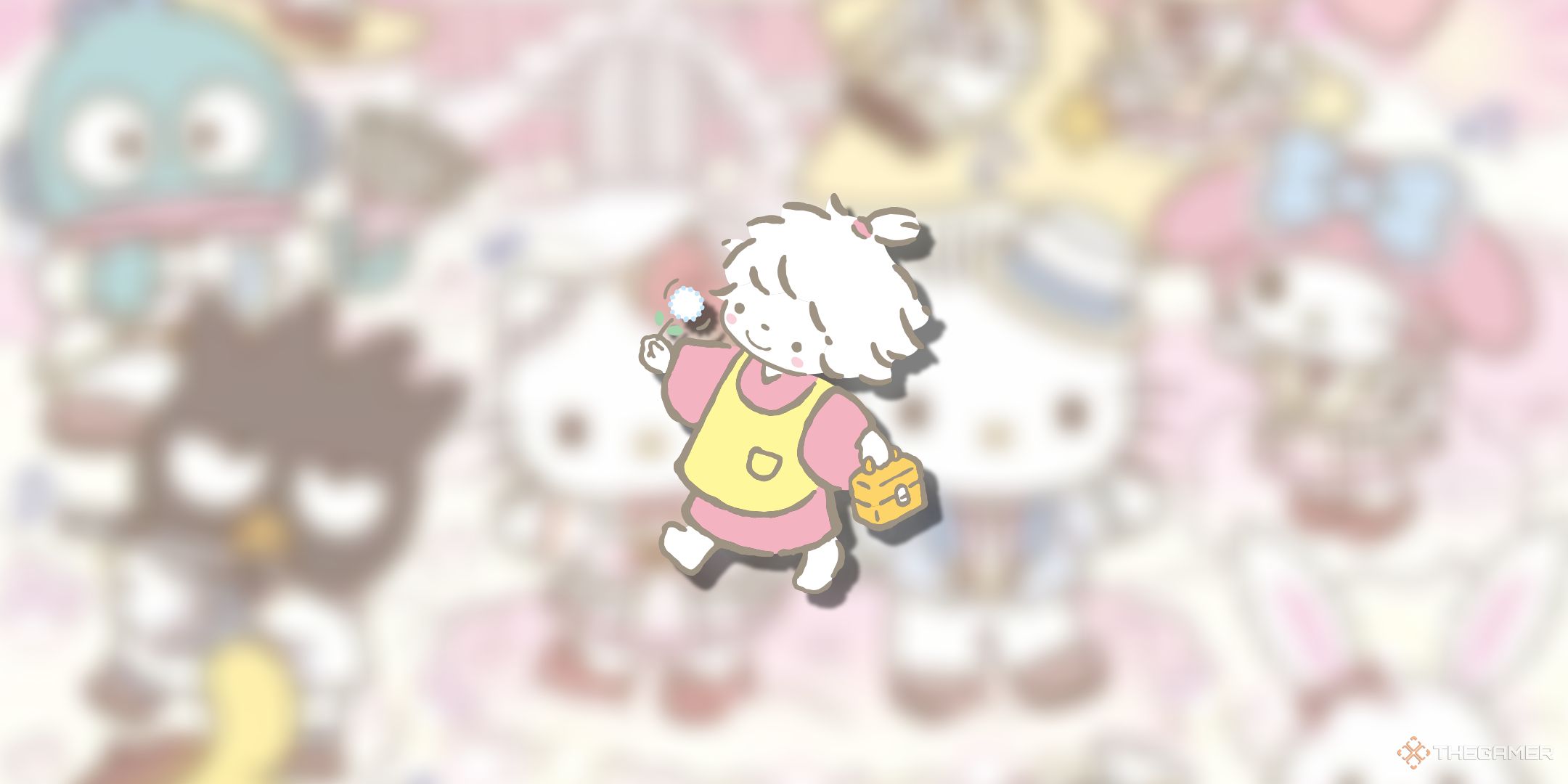 Tiny Poem on a blurry Sanrio background.