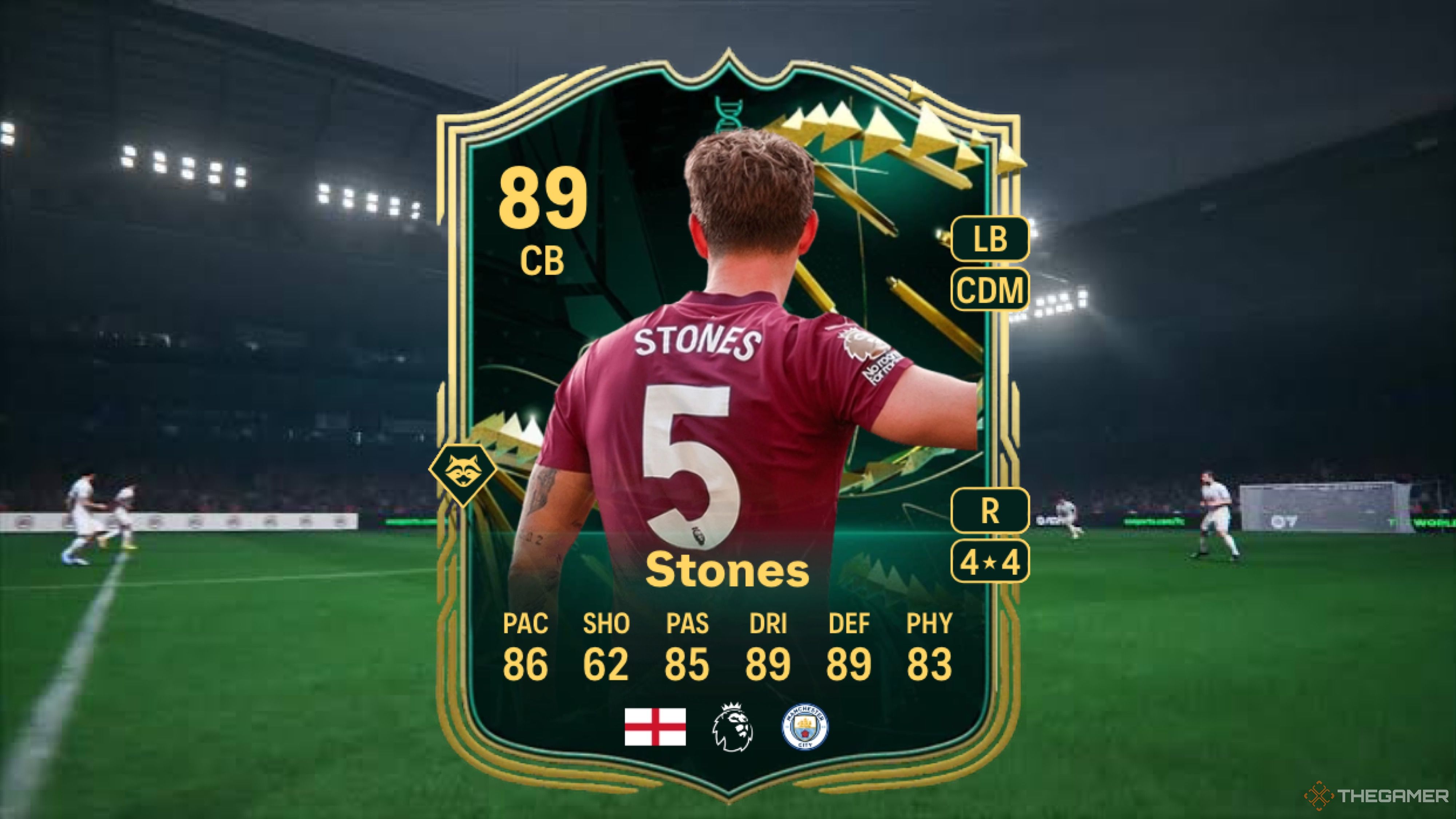 Image showing Stones card against a faded pitch background.