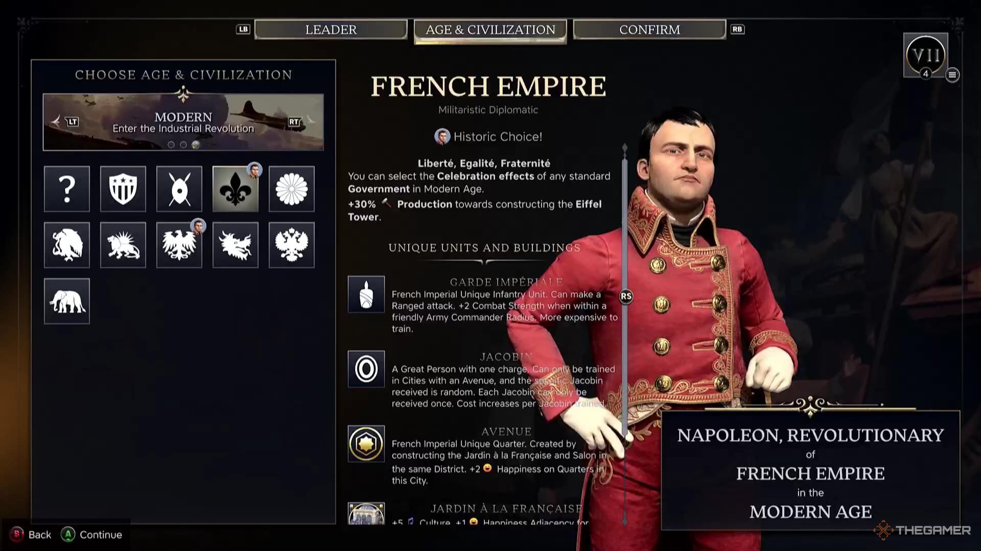 The French Empire civilization in Civilization 7.