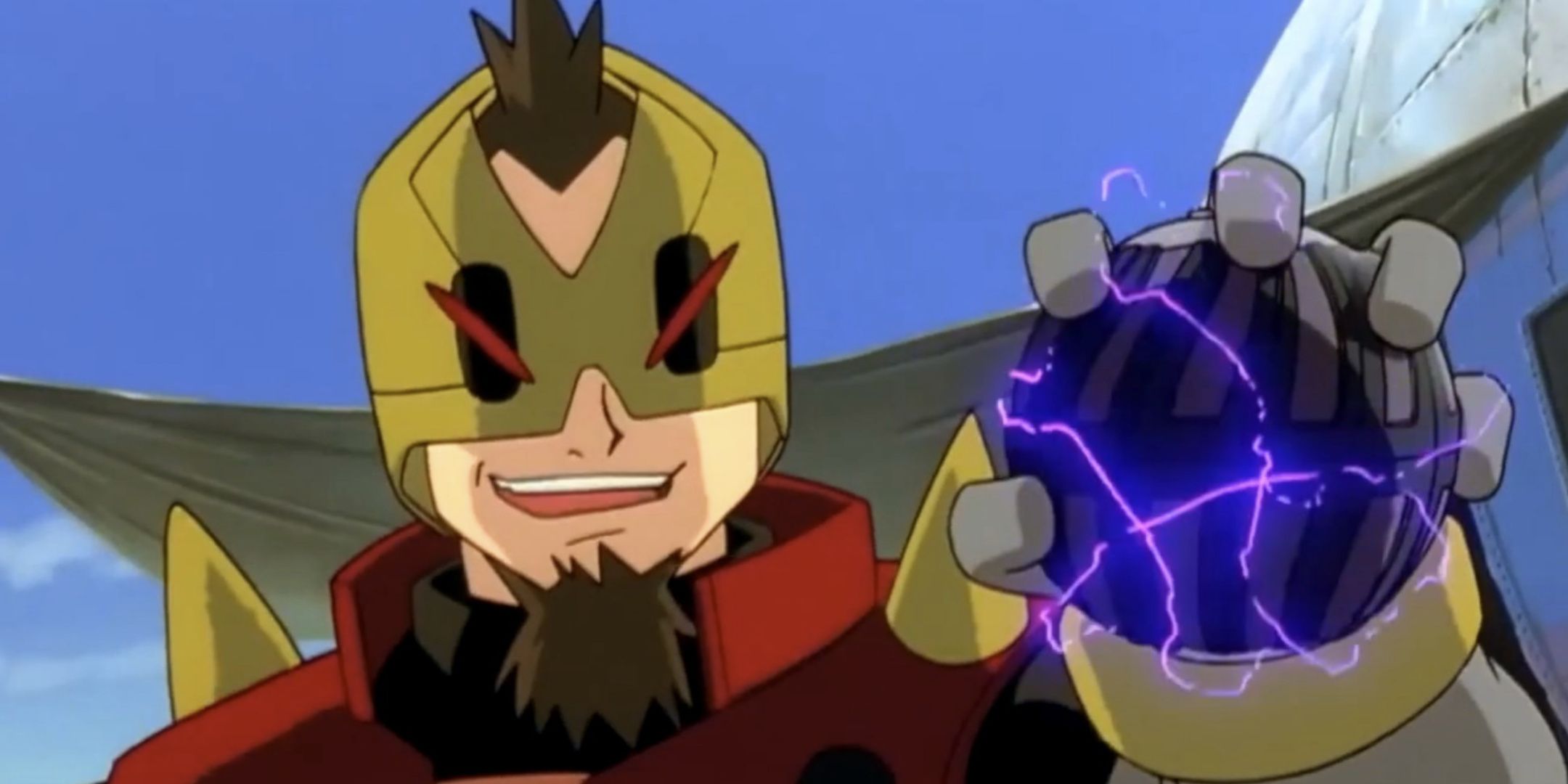 The Hunter from Pokemon 4ever holding a Dark Ball.