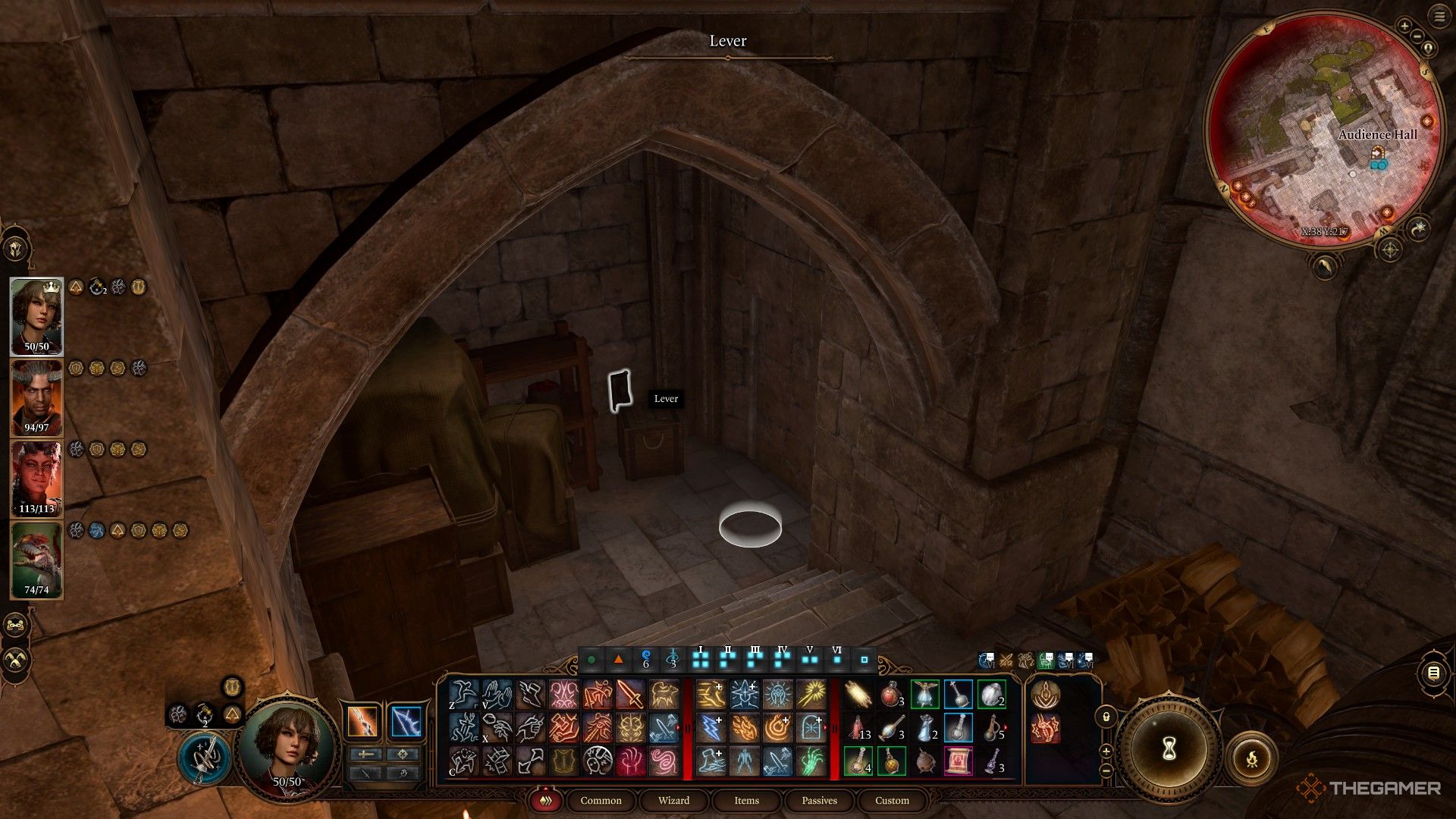 Player finds a secret door lever next to the Audience Chamber in Baldur's Gate 3.