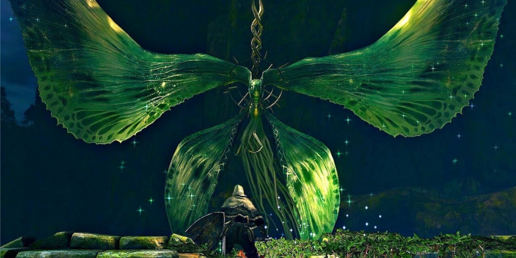 The Moonlight Butterfly lurks in the recesses of the Darkroot Garden in Dark Souls