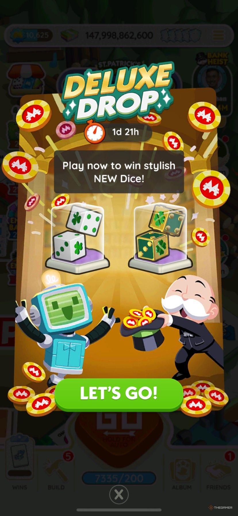 Start panel for the Deluxe Drop event in Monopoly Go.