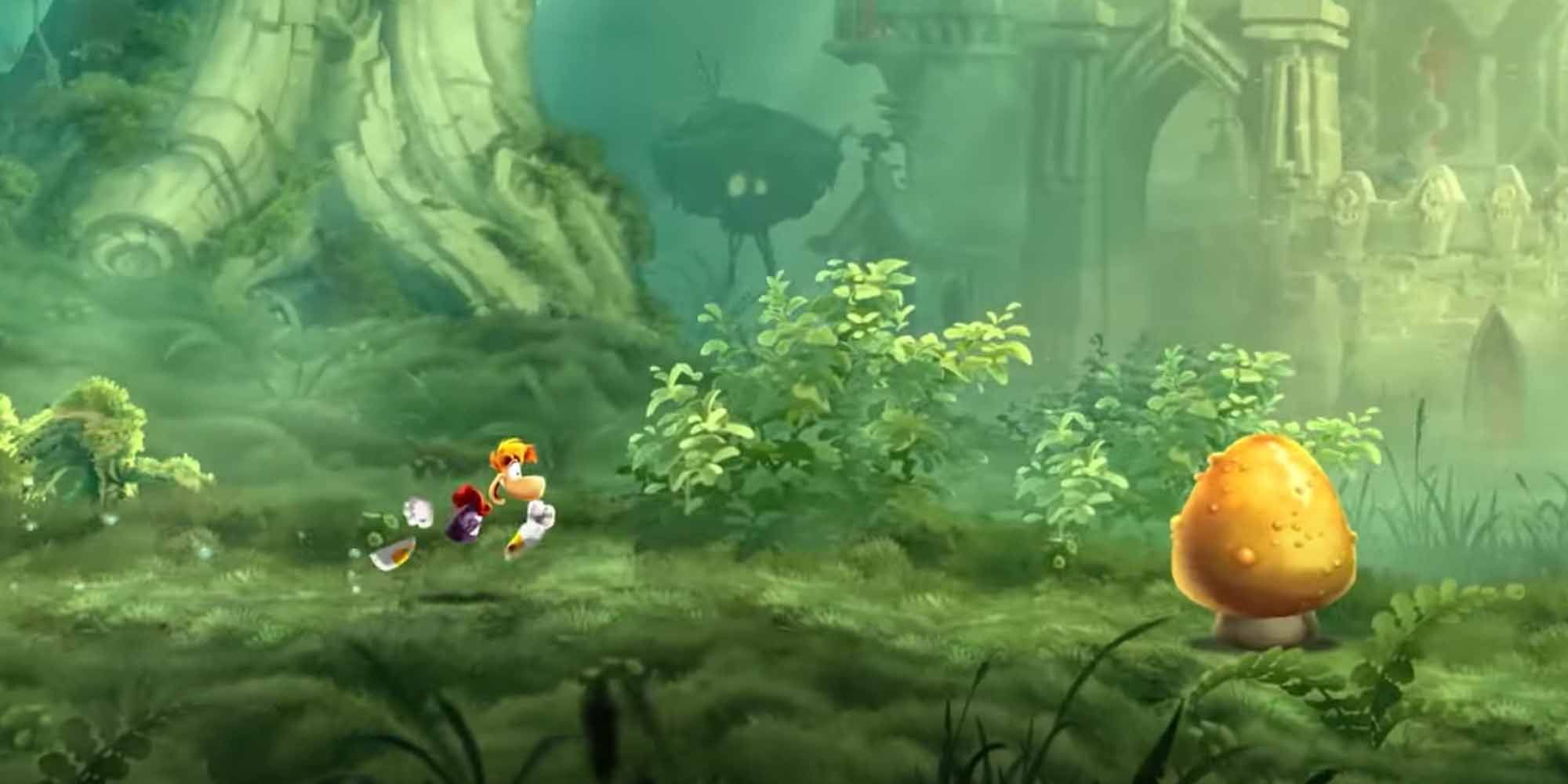 Rayman Legends - Rayman running through a forest